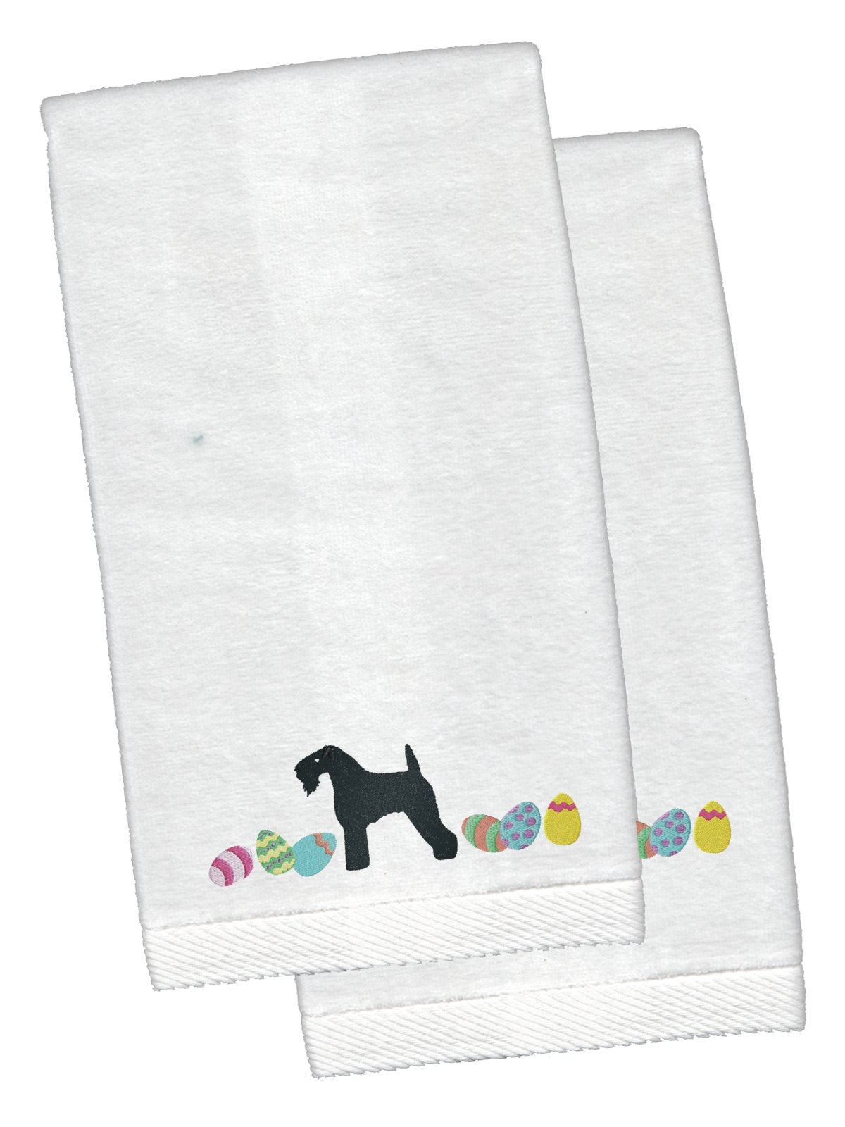 Kerry Blue Terrier Easter White Embroidered Plush Hand Towel Set of 2 CK1659KTEMB by Caroline&#39;s Treasures