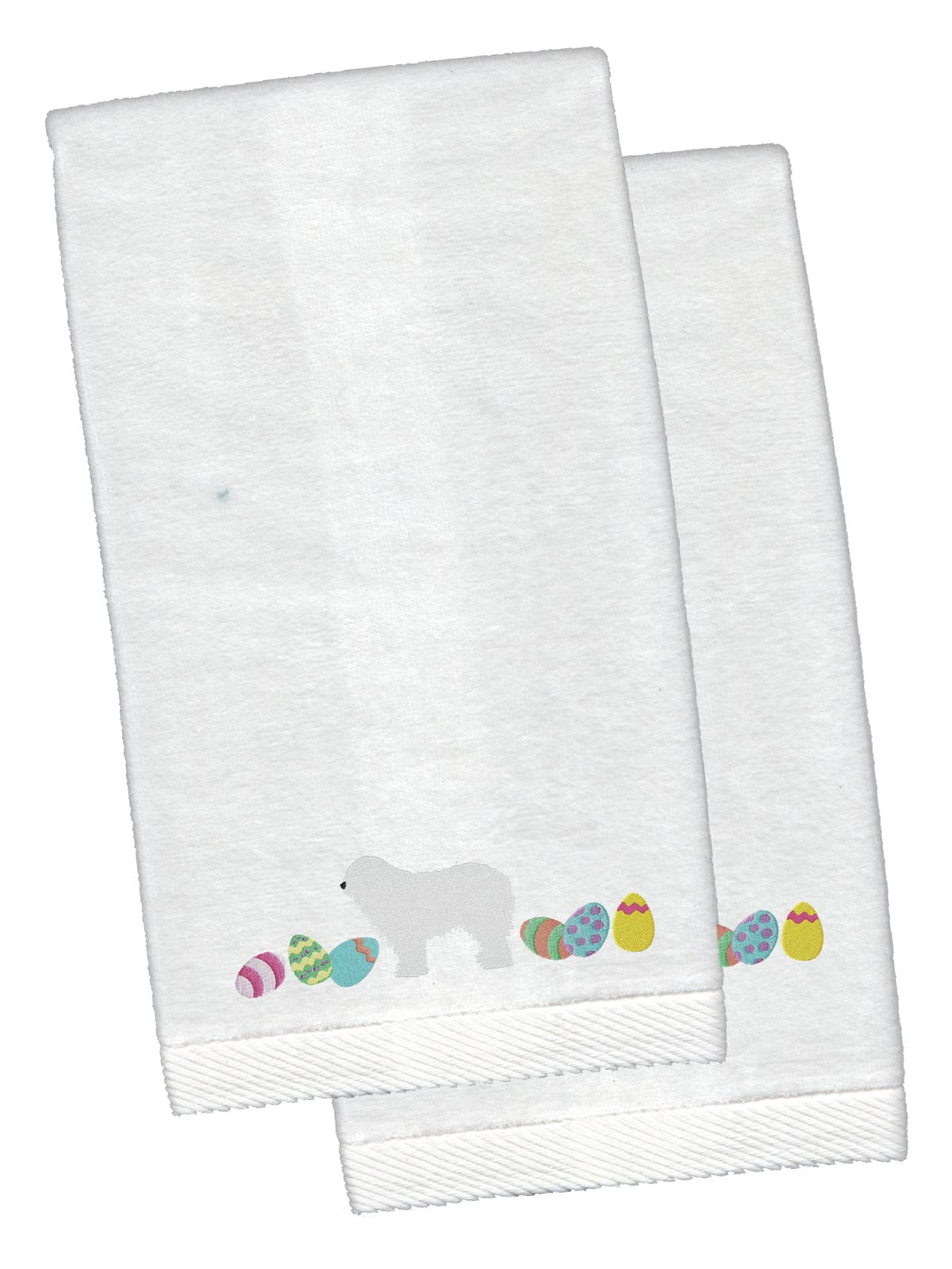Komondor Easter White Embroidered Plush Hand Towel Set of 2 CK1660KTEMB by Caroline&#39;s Treasures