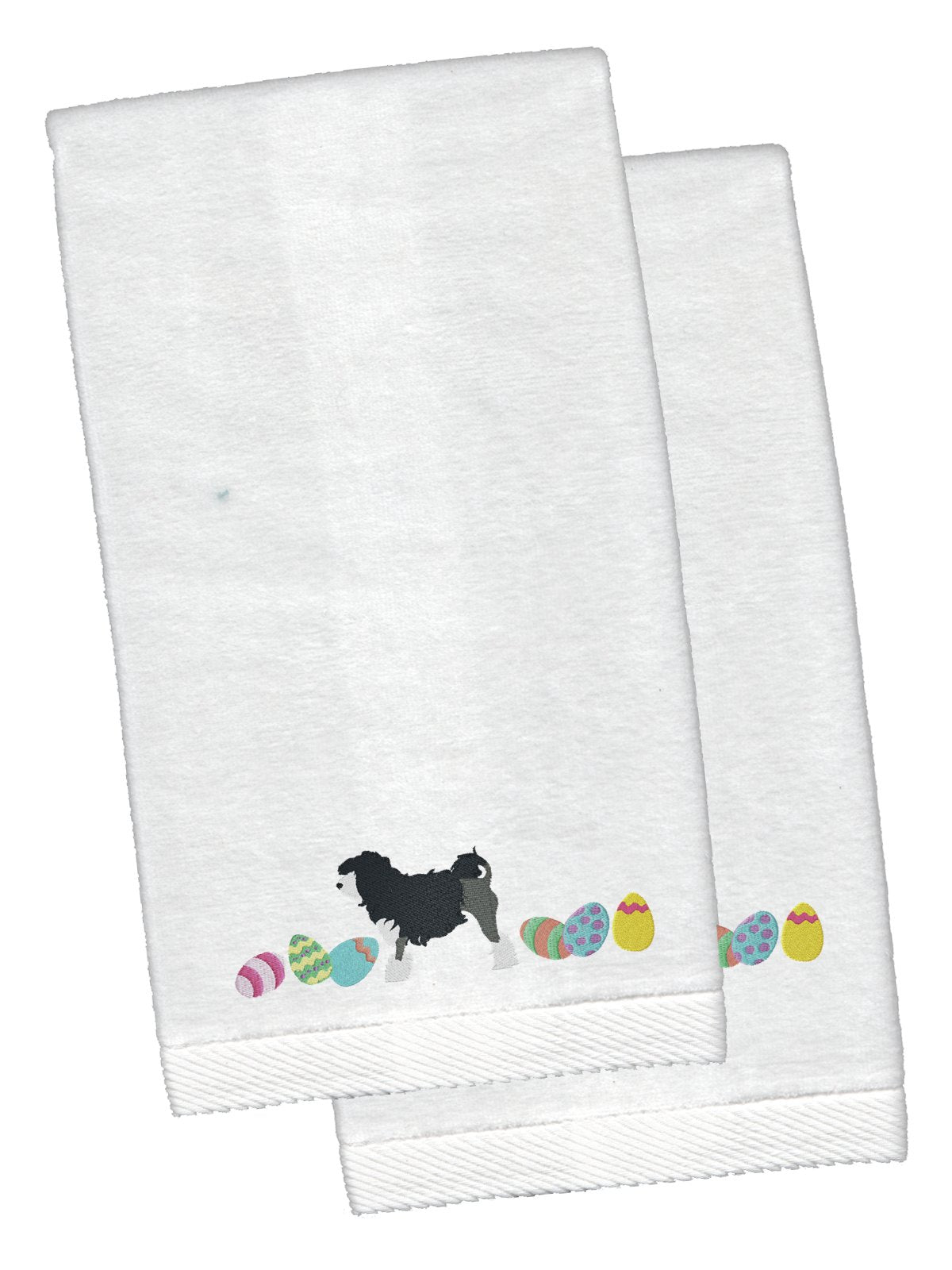 Lowchen Easter White Embroidered Plush Hand Towel Set of 2 CK1662KTEMB by Caroline&#39;s Treasures