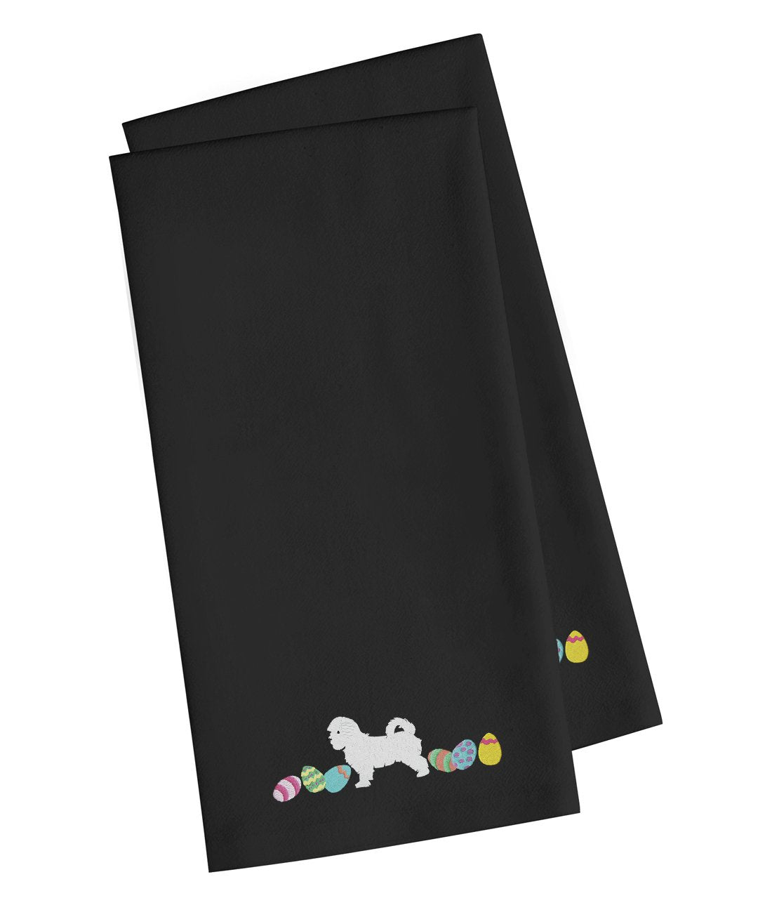 Caroline's Treasures Maltese Easter Black Embroidered Kitchen Towel Set of 2 CK1663BKTWE