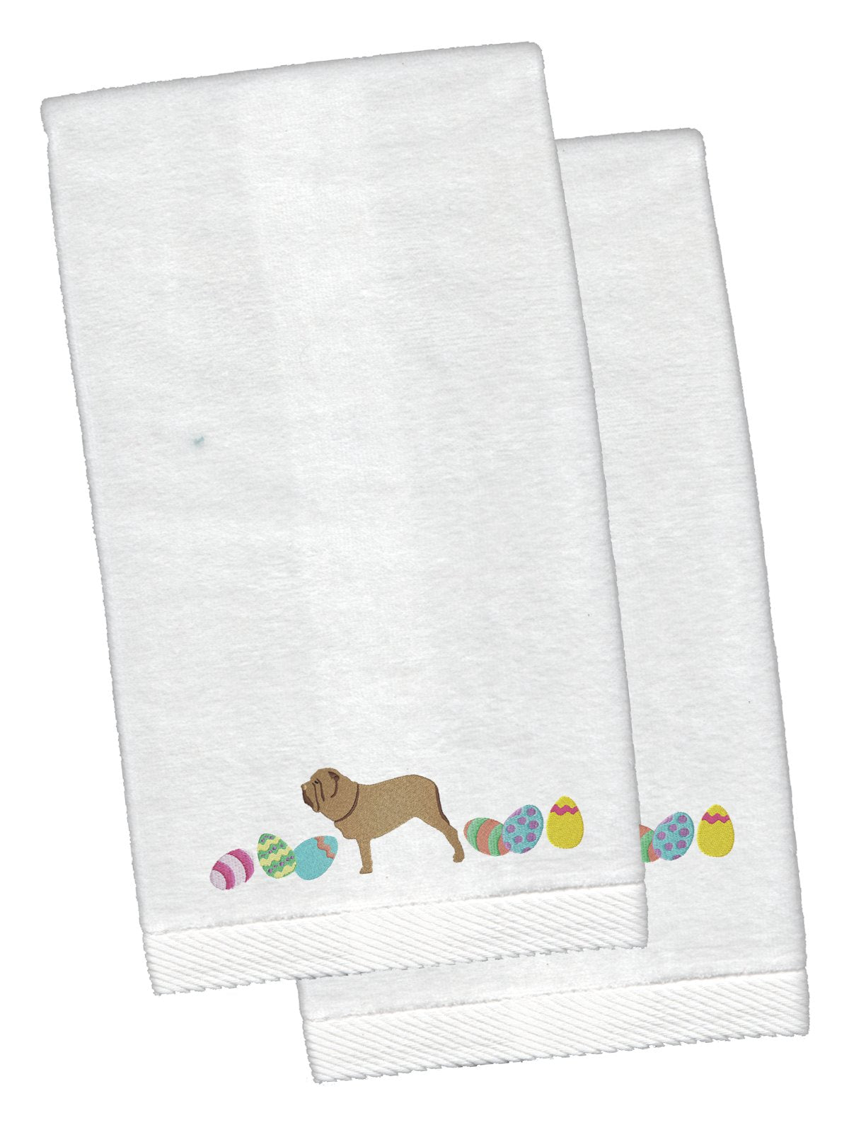 Neopolitan Mastiff Easter White Embroidered Plush Hand Towel Set of 2 CK1664KTEMB by Caroline&#39;s Treasures