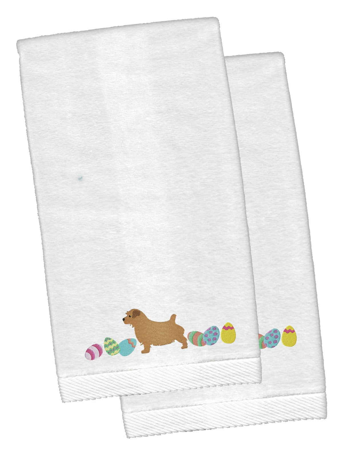 Norfolk Terrier Easter White Embroidered Plush Hand Towel Set of 2 CK1666KTEMB by Caroline&#39;s Treasures