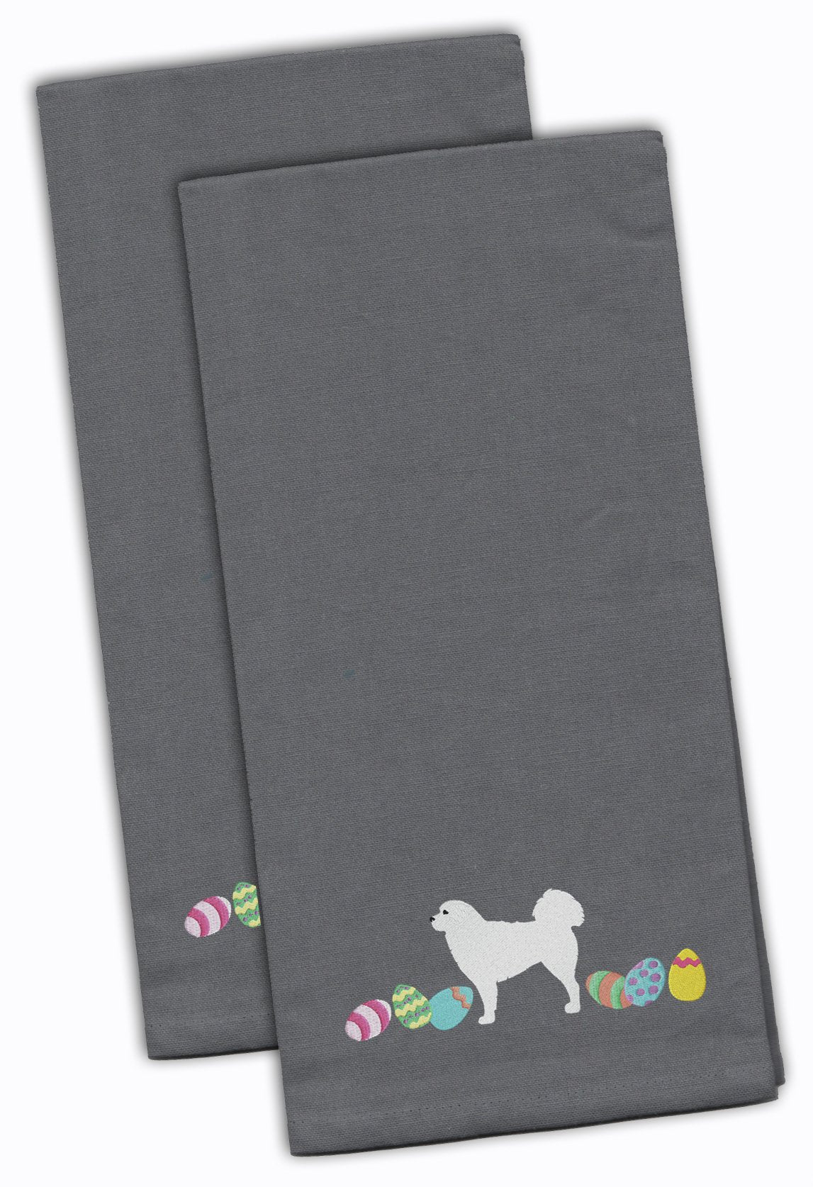 Polish Tatra Sheepdog Easter Gray Embroidered Kitchen Towel Set of 2 CK1670GYTWE by Caroline&#39;s Treasures