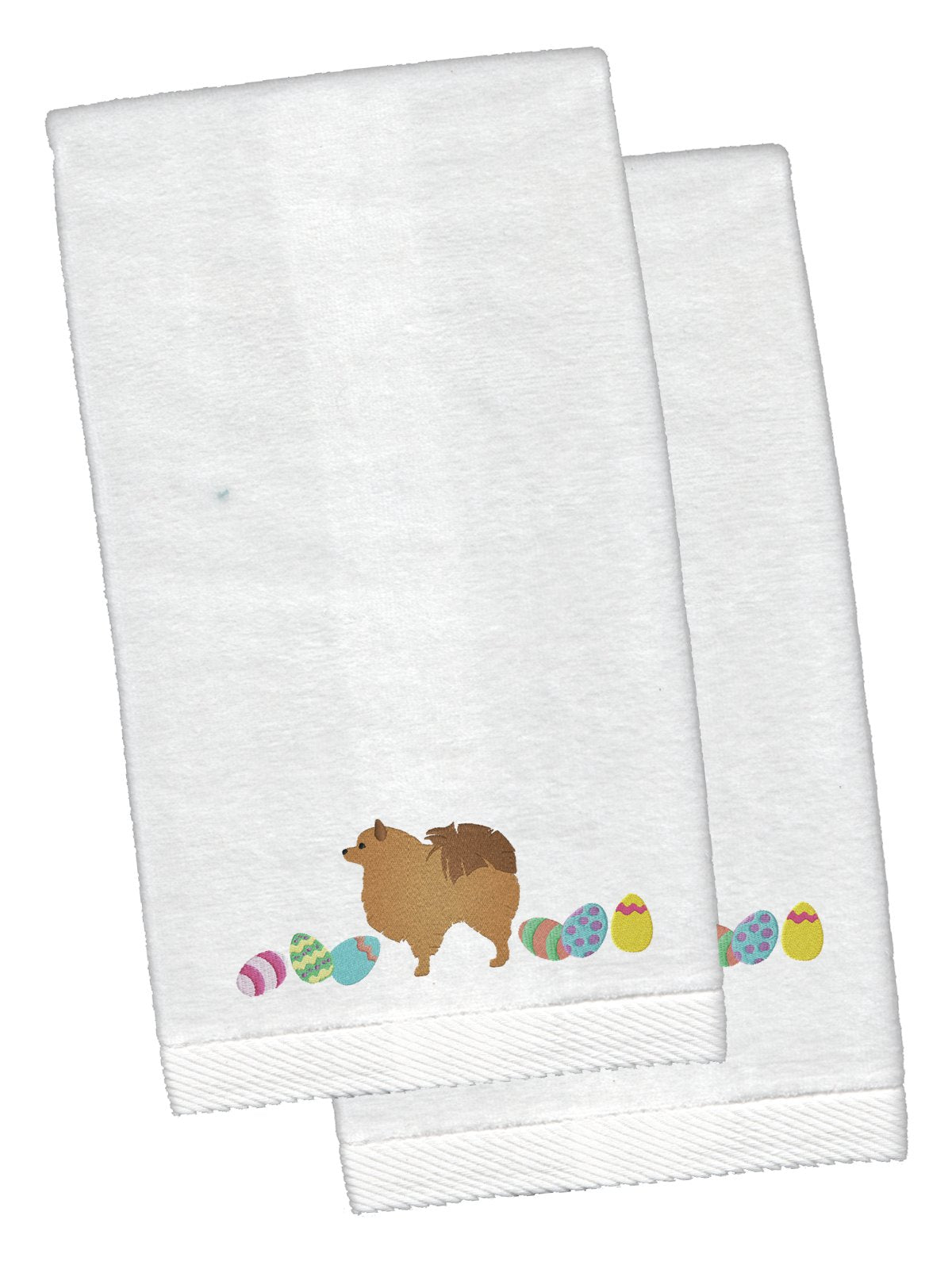 Pomeranian Easter White Embroidered Plush Hand Towel Set of 2 CK1672KTEMB by Caroline&#39;s Treasures