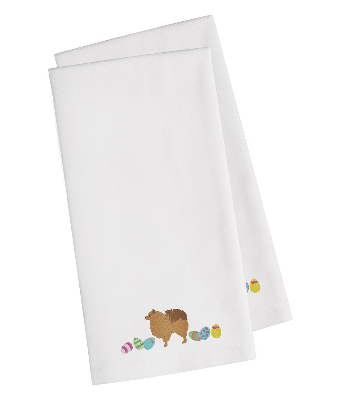 Pomeranian Easter White Embroidered Kitchen Towel Set of 2 CK1672WHTWE by Caroline&#39;s Treasures