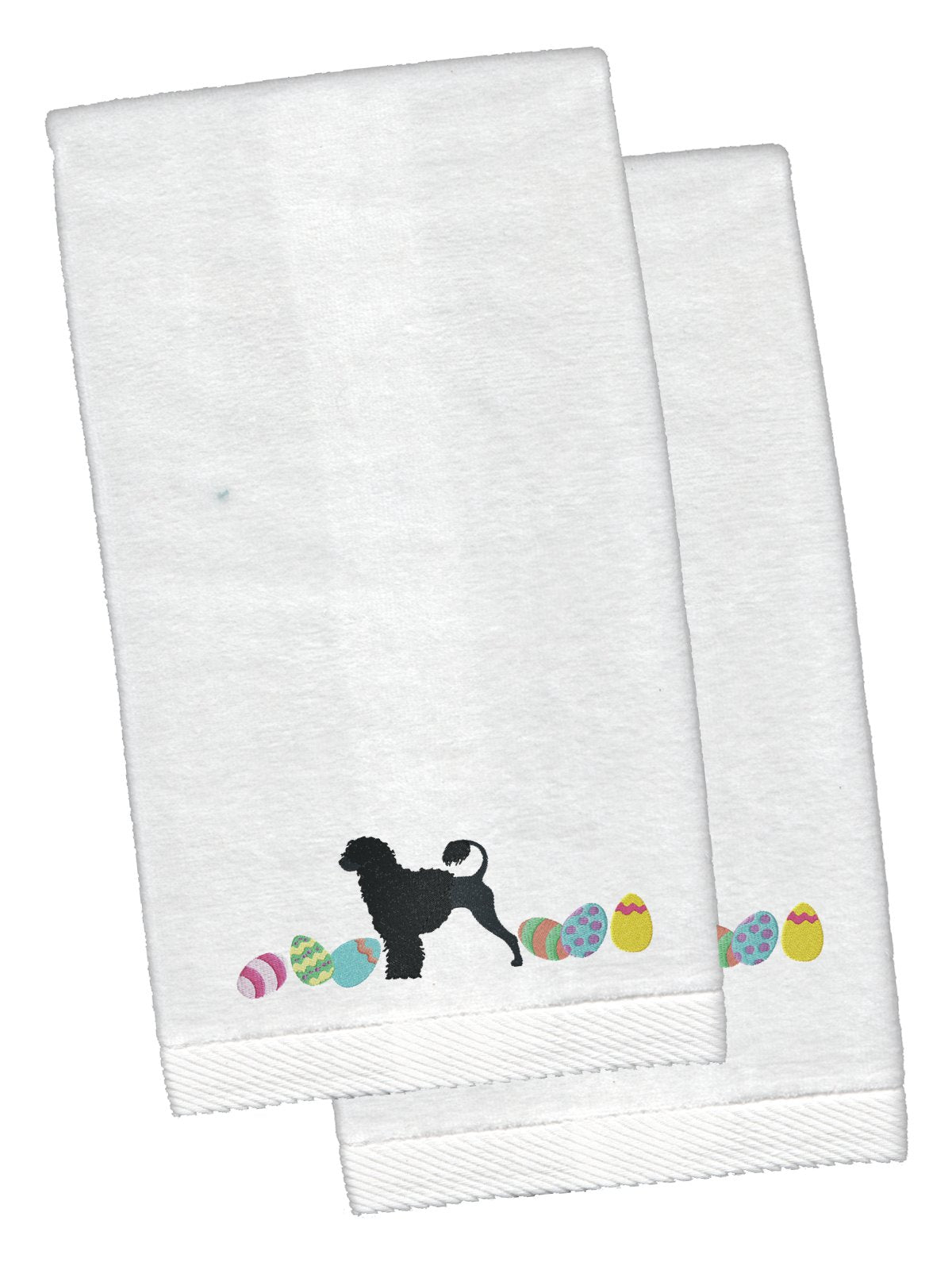 Portuguese Water Dog Easter White Embroidered Plush Hand Towel Set of 2 CK1673KTEMB by Caroline&#39;s Treasures