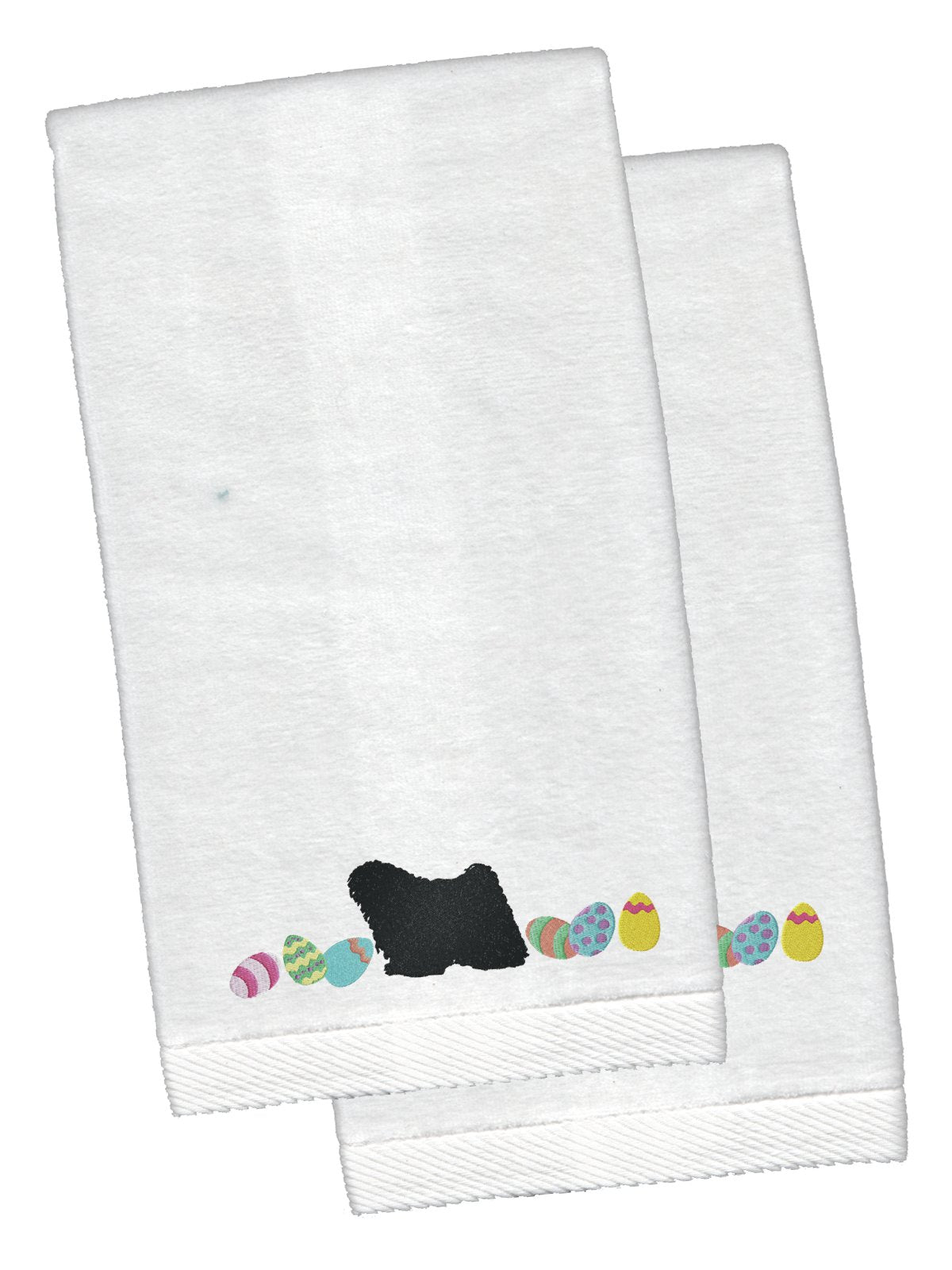 Puli Easter White Embroidered Plush Hand Towel Set of 2 CK1676KTEMB by Caroline&#39;s Treasures