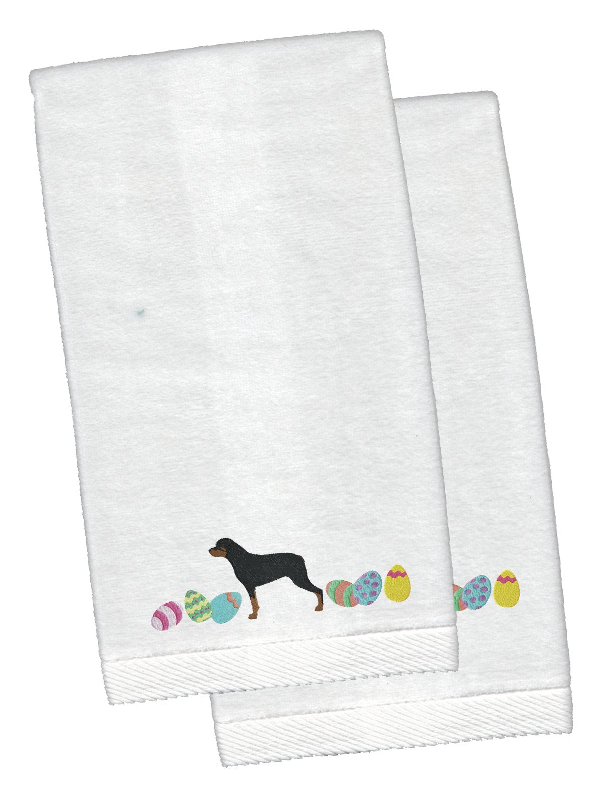 Rottweiler Easter White Embroidered Plush Hand Towel Set of 2 CK1678KTEMB by Caroline&#39;s Treasures