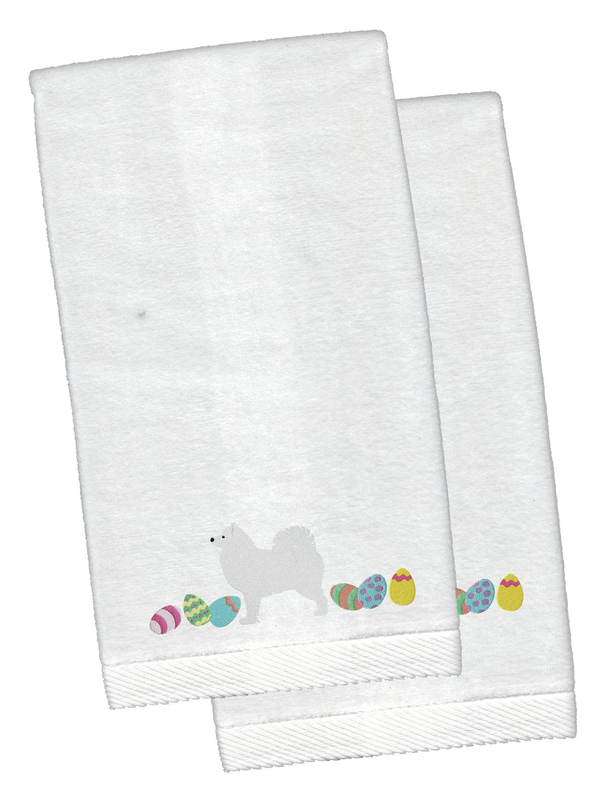 Samoyed Easter White Embroidered Plush Hand Towel Set of 2 CK1681KTEMB by Caroline&#39;s Treasures