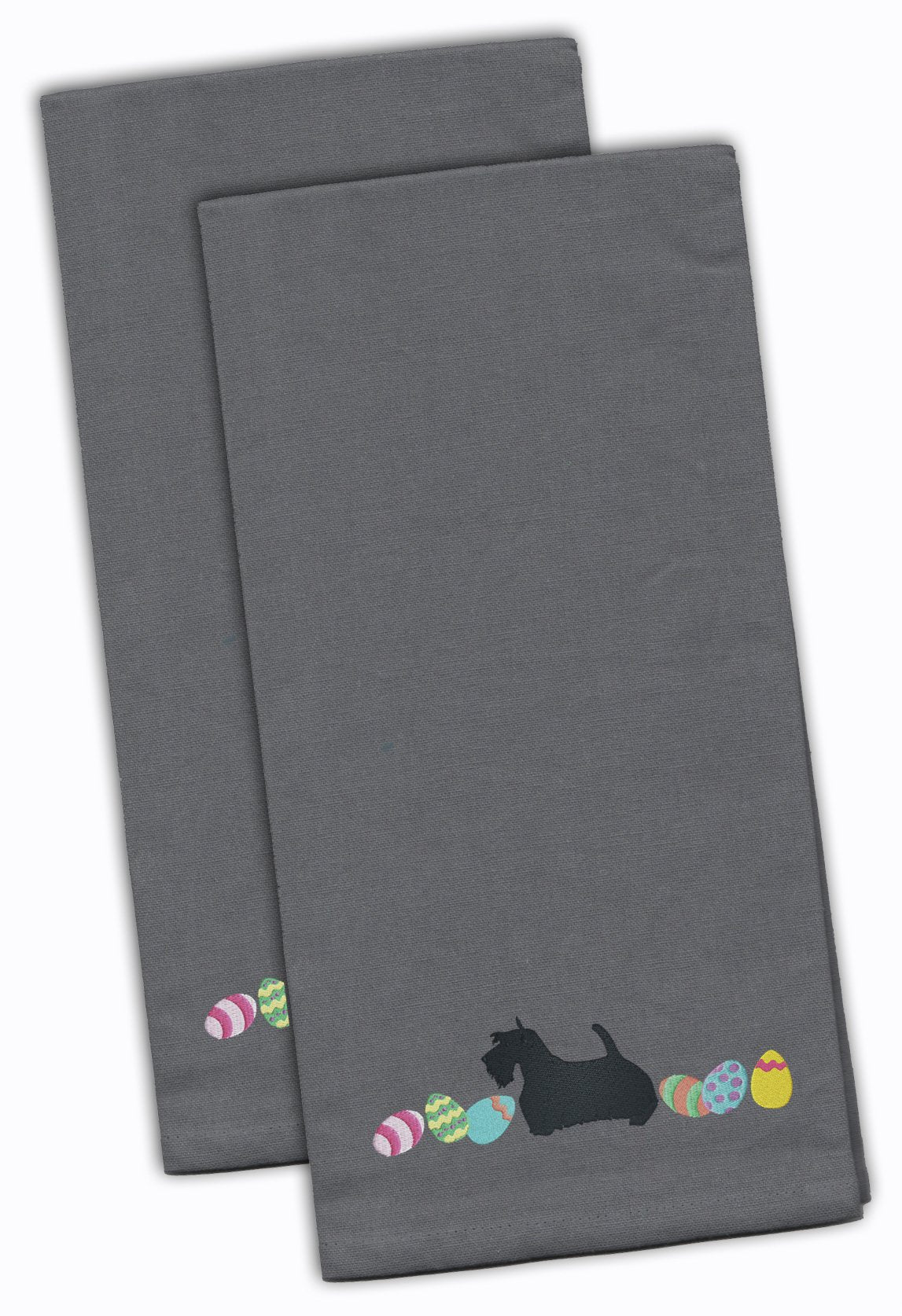 Scottish Terrier Easter Gray Embroidered Kitchen Towel Set of 2 CK1683GYTWE by Caroline&#39;s Treasures