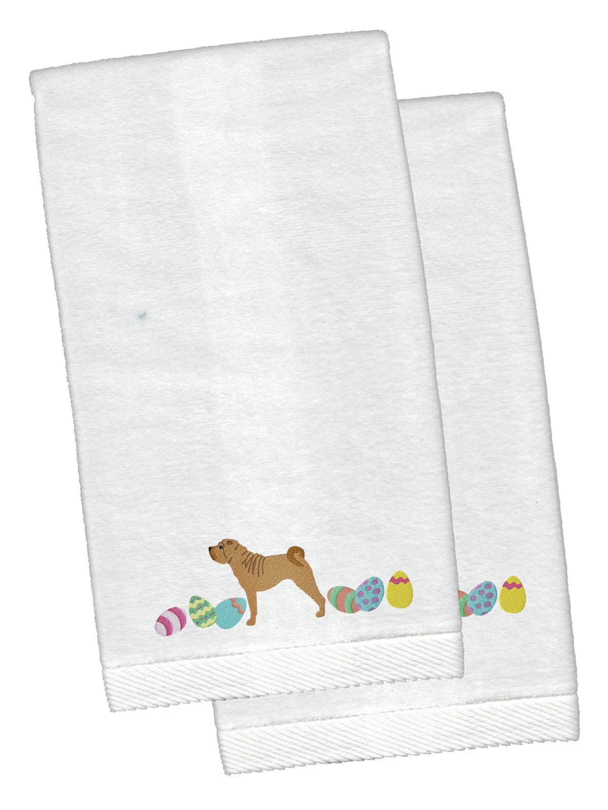 Shar Pei Easter White Embroidered Plush Hand Towel Set of 2 CK1684KTEMB by Caroline&#39;s Treasures