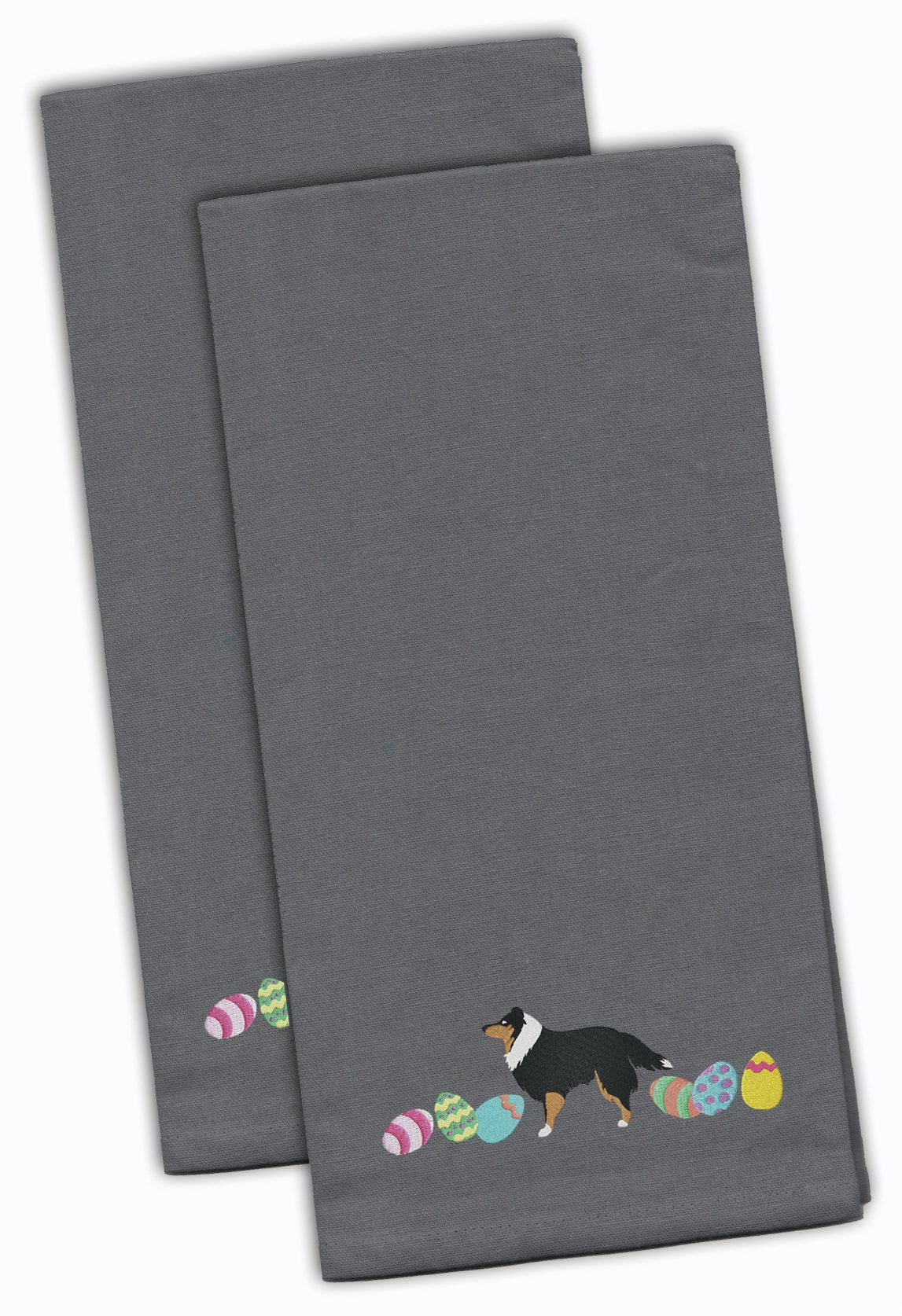 Sheltie Easter Gray Embroidered Kitchen Towel Set of 2 CK1685GYTWE by Caroline&#39;s Treasures