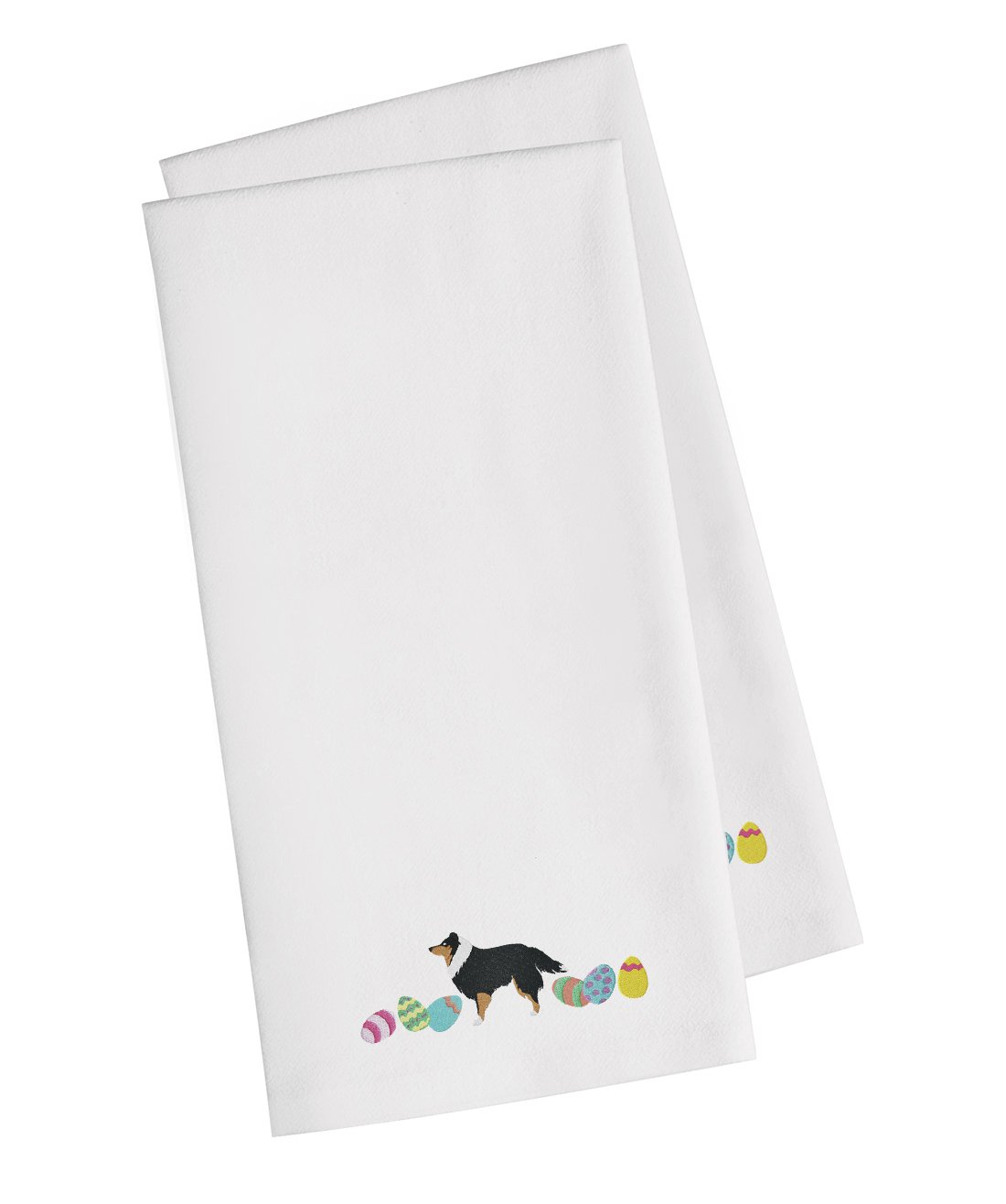 Sheltie Easter White Embroidered Kitchen Towel Set of 2 CK1685WHTWE by Caroline&#39;s Treasures