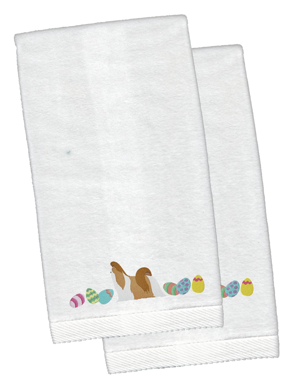 Shih Tzu Easter White Embroidered Plush Hand Towel Set of 2 CK1686KTEMB by Caroline&#39;s Treasures