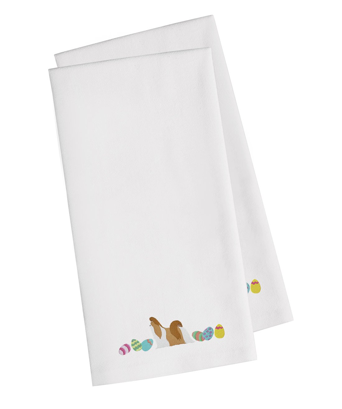 Shih Tzu Easter White Embroidered Kitchen Towel Set of 2 CK1686WHTWE by Caroline&#39;s Treasures