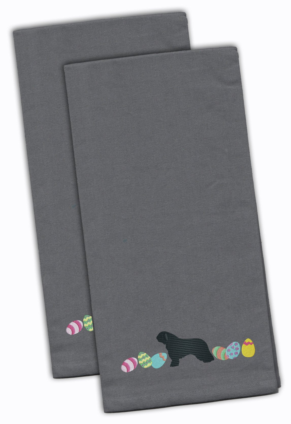 Spanish Water Dog Easter Gray Embroidered Kitchen Towel Set of 2 CK1689GYTWE by Caroline&#39;s Treasures