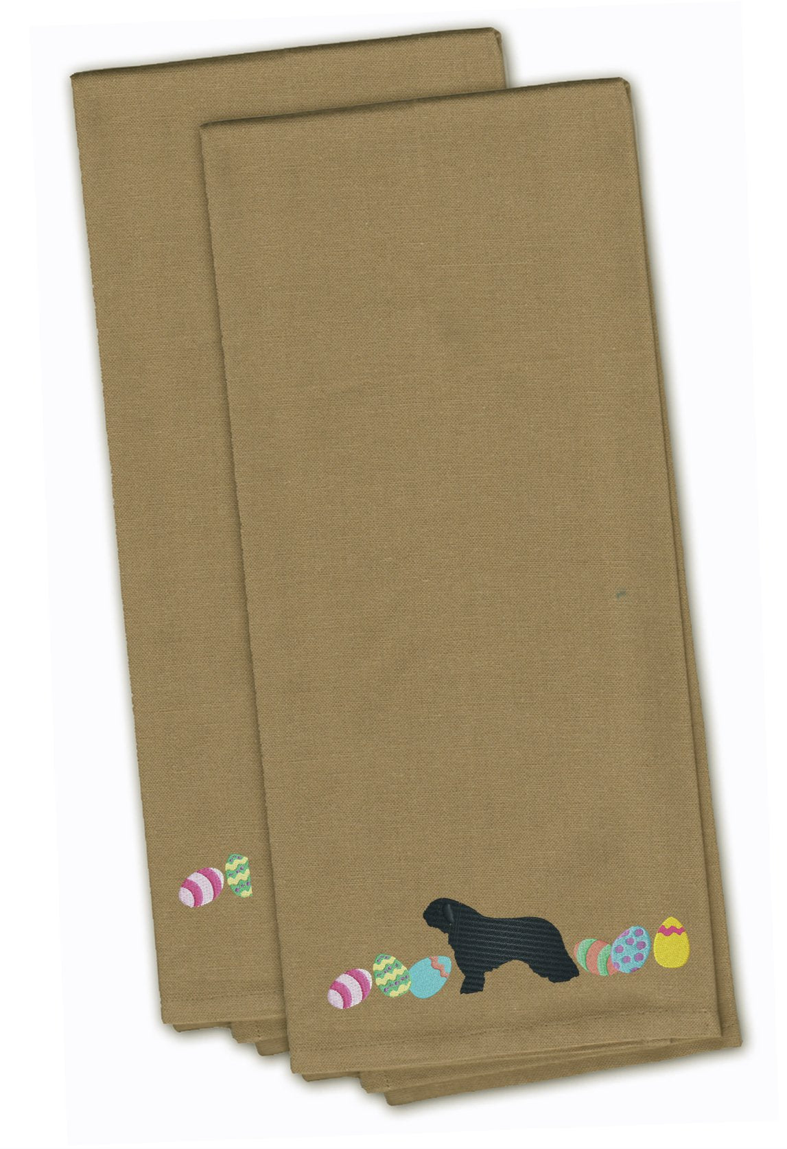 Spanish Water Dog Easter Tan Embroidered Kitchen Towel Set of 2 CK1689TNTWE by Caroline&#39;s Treasures