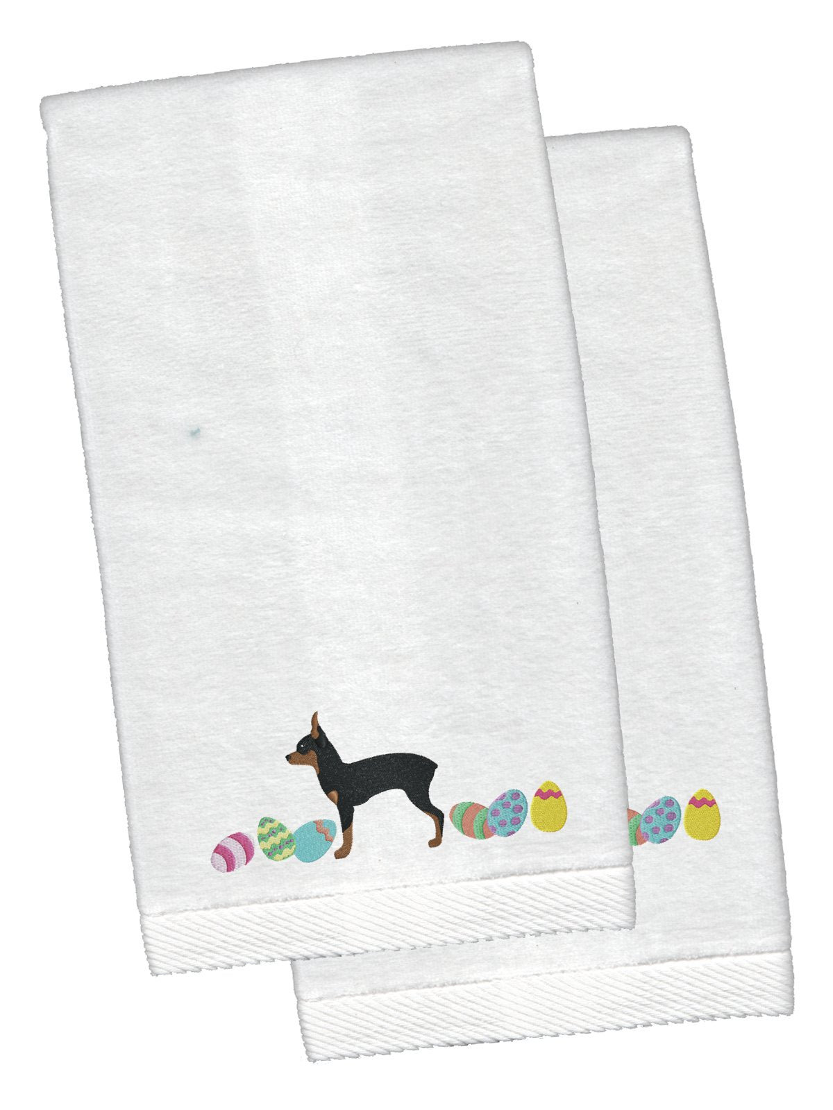 Toy Fox Terrier Easter White Embroidered Plush Hand Towel Set of 2 CK1690KTEMB by Caroline&#39;s Treasures