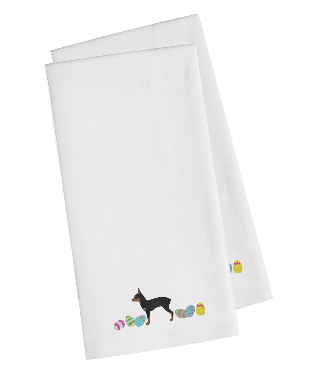 Toy Fox Terrier Easter White Embroidered Kitchen Towel Set of 2 CK1690WHTWE by Caroline&#39;s Treasures