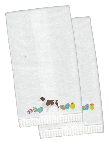 Welsh Springer Spaniel Easter White Embroidered Plush Hand Towel Set of 2 CK1692KTEMB by Caroline's Treasures