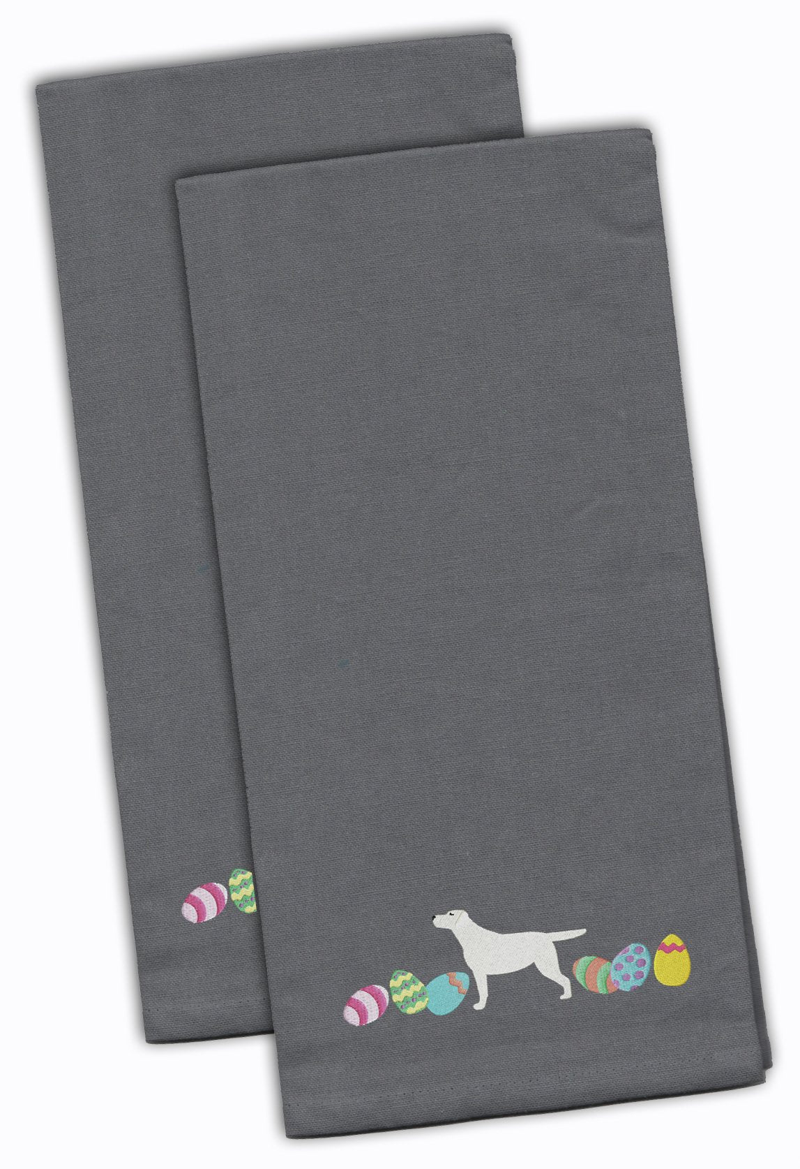 Yellow Labrador Retriever Easter Gray Embroidered Kitchen Towel Set of 2 CK1694GYTWE by Caroline&#39;s Treasures