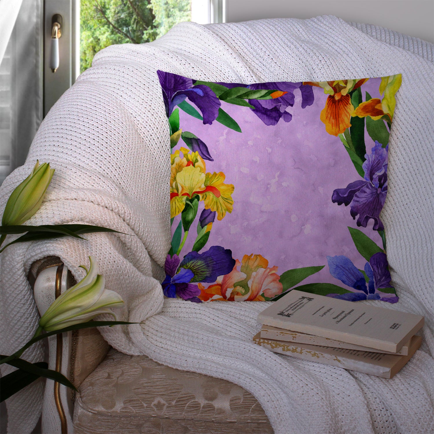 Irises Fabric Decorative Pillow CK1697PW1414 - the-store.com