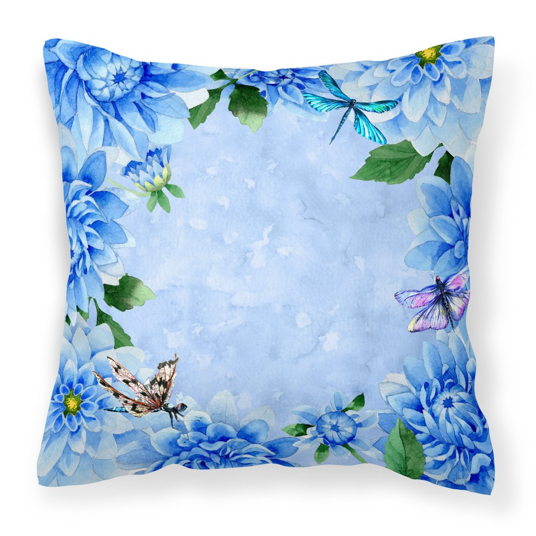 Blue Dahlias Fabric Decorative Pillow CK1705PW1818 by Caroline&#39;s Treasures