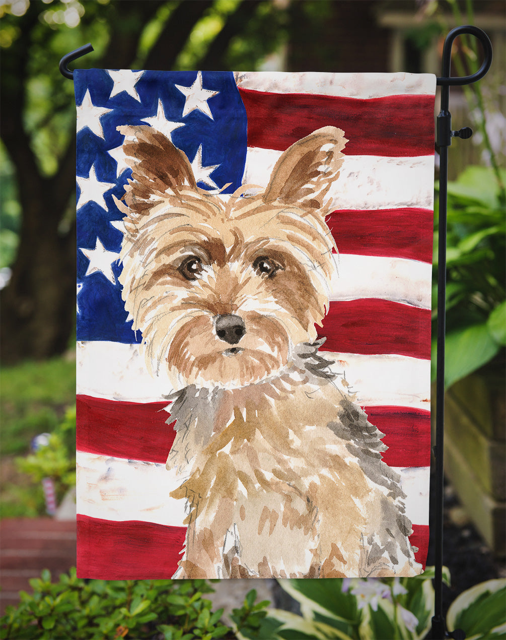 Patriotic USA Fox Terrier Flag Garden Size CK1706GF