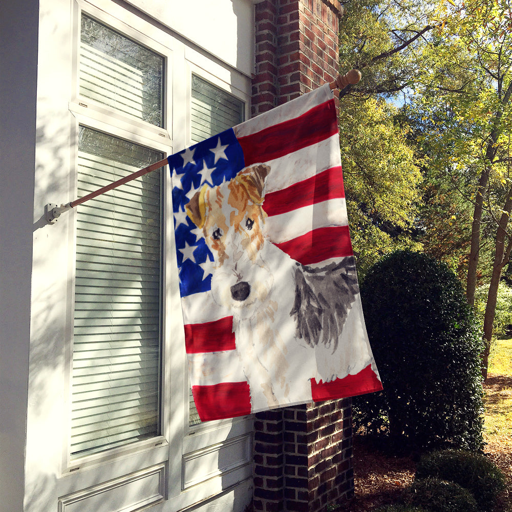 Patriotic USA Fox Terrier Flag Canvas House Size CK1707CHF