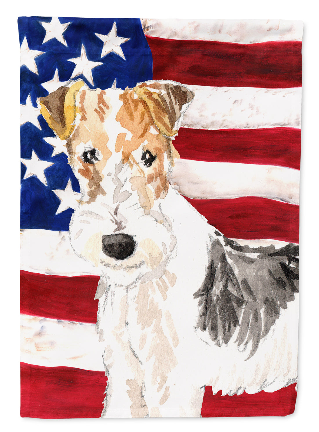 Patriotic USA Fox Terrier Flag Canvas House Size CK1707CHF  the-store.com.