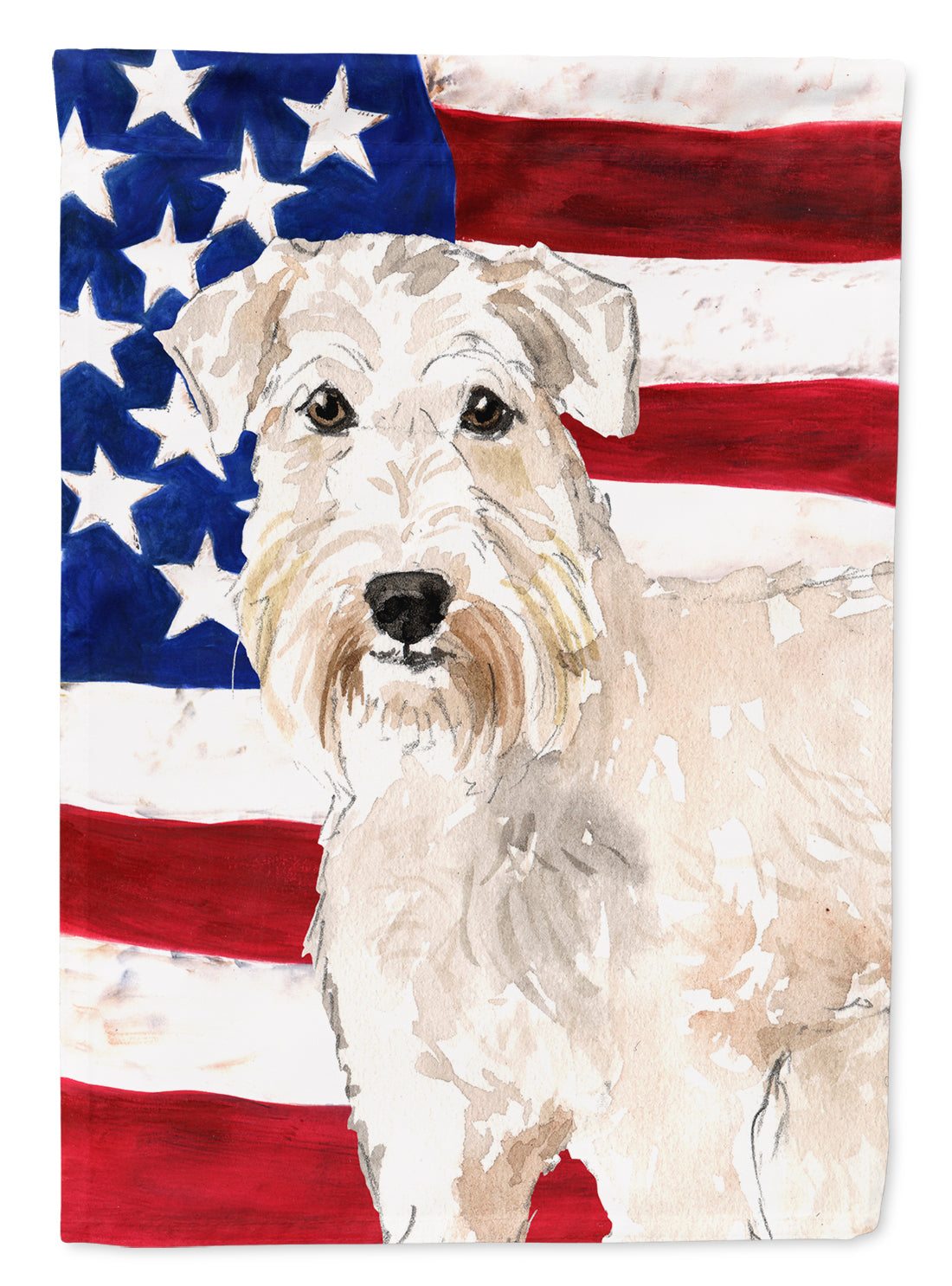 Patriotic USA Wheaten Terrier Flag Canvas House Size CK1709CHF