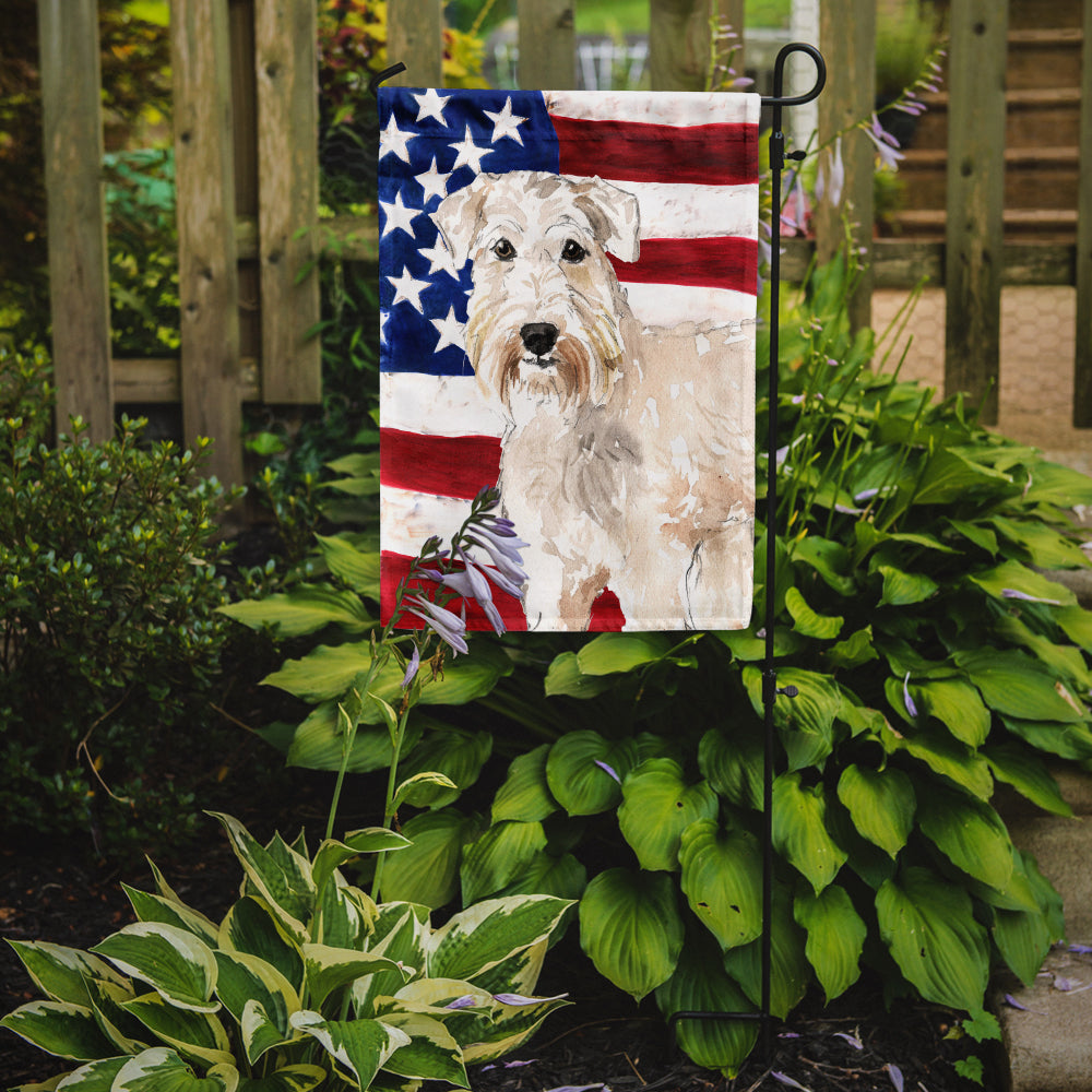 Patriotic USA Wheaten Terrier Flag Garden Size CK1709GF  the-store.com.