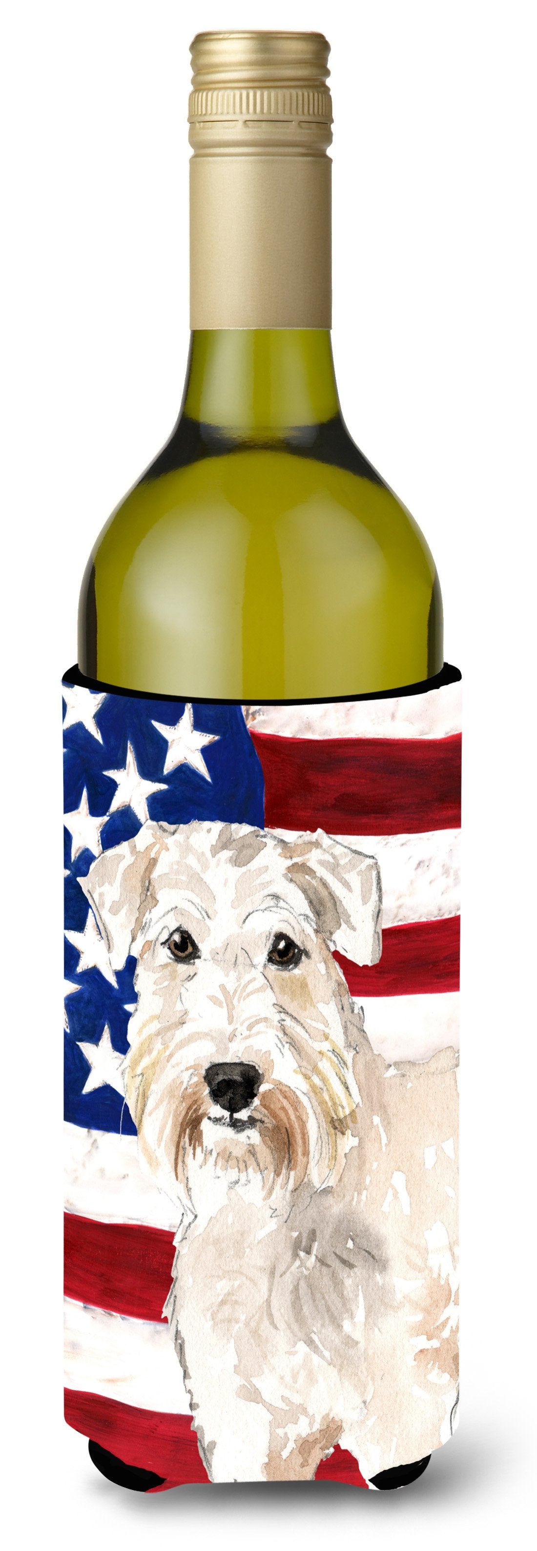 Patriotic USA Wheaten Terrier Wine Bottle Beverge Insulator Hugger CK1709LITERK by Caroline&#39;s Treasures