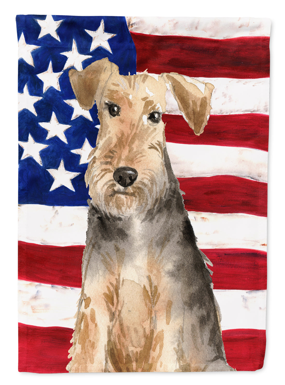 Patriotic USA Welsh Terrier Flag Canvas House Size CK1710CHF  the-store.com.