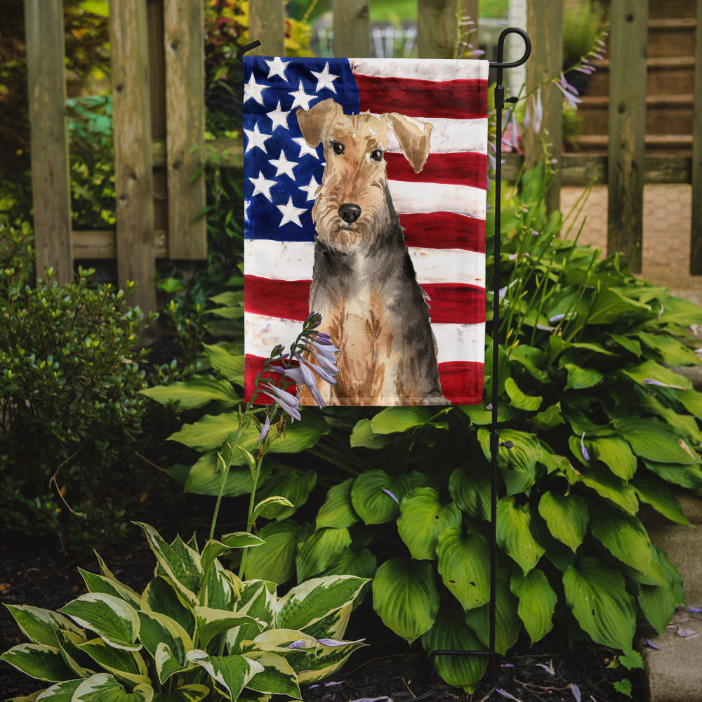 Patriotic USA Welsh Terrier Flag Garden Size CK1710GF  the-store.com.
