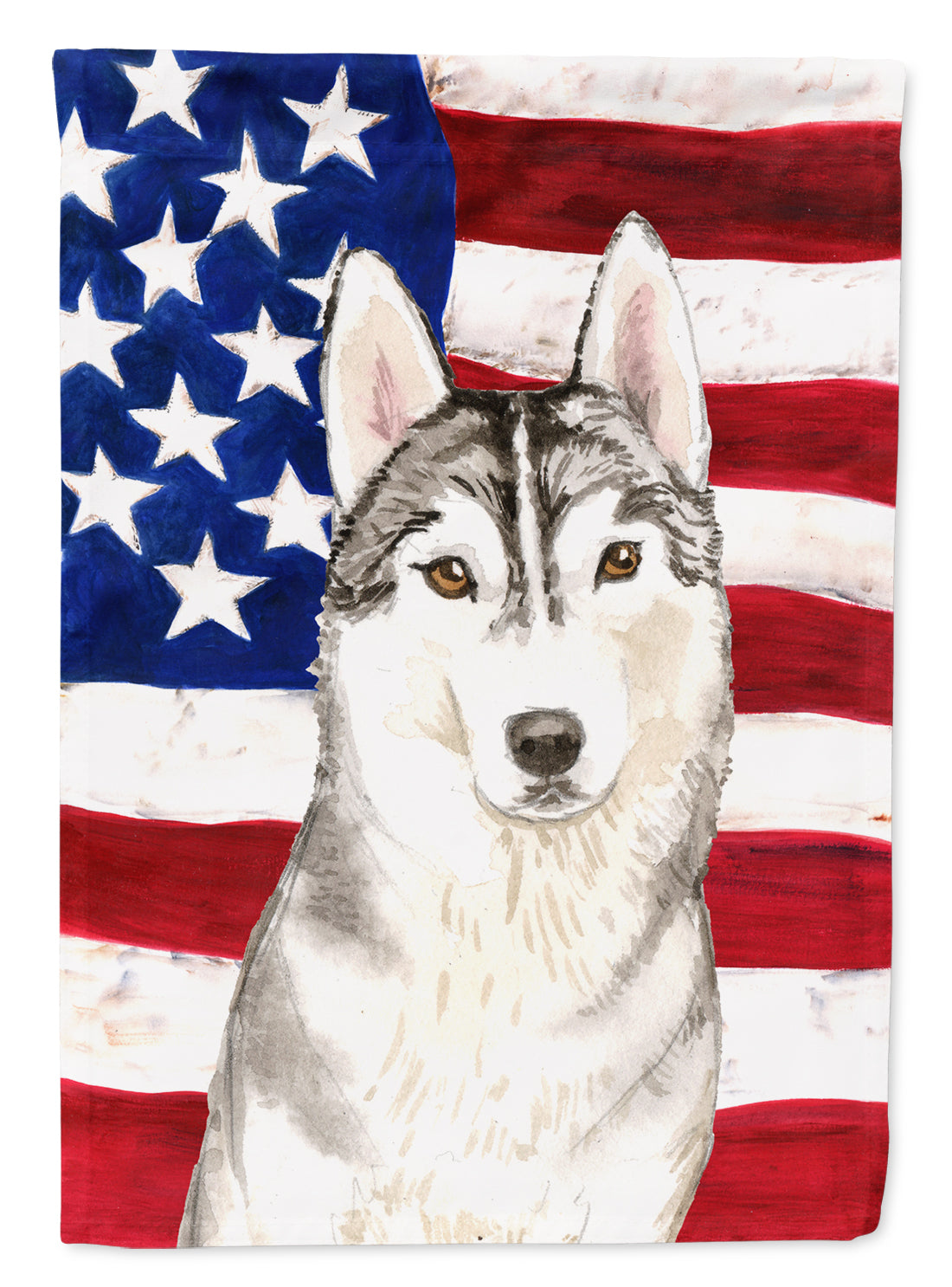 Patriotic USA Siberian Husky Flag Canvas House Size CK1713CHF