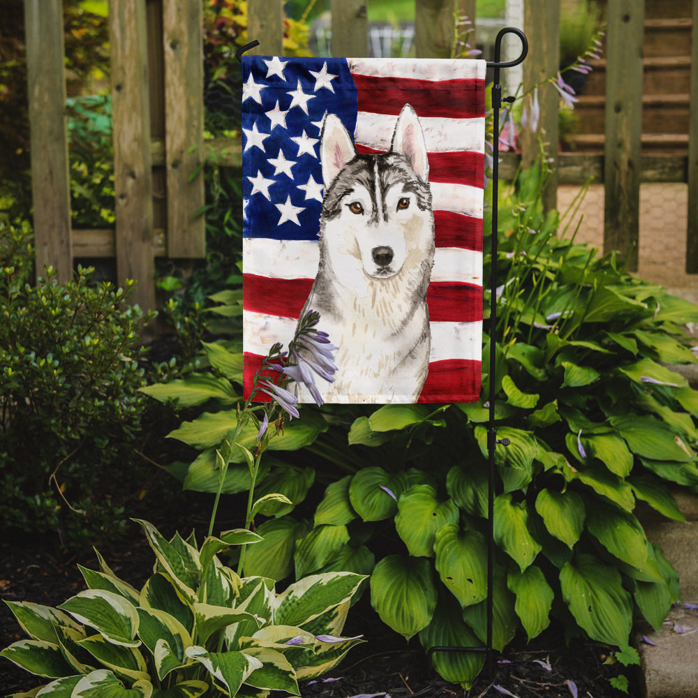 Patriotic USA Siberian Husky Flag Garden Size CK1713GF  the-store.com.