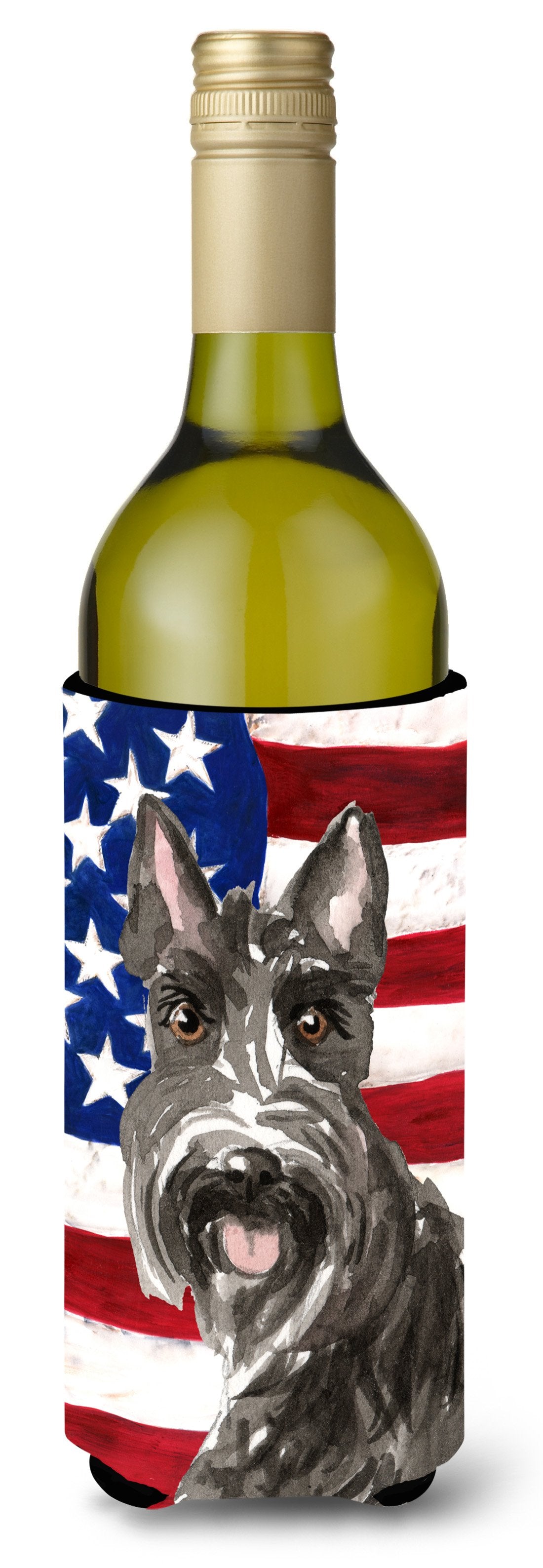 Patriotic USA Scottish Terrier Wine Bottle Beverge Insulator Hugger CK1717LITERK by Caroline&#39;s Treasures