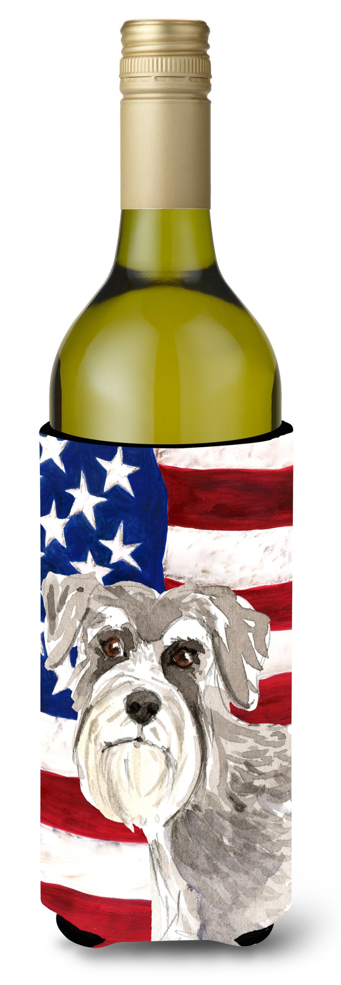 Patriotic USA Schnauzer #1 Wine Bottle Beverge Insulator Hugger CK1718LITERK by Caroline&#39;s Treasures