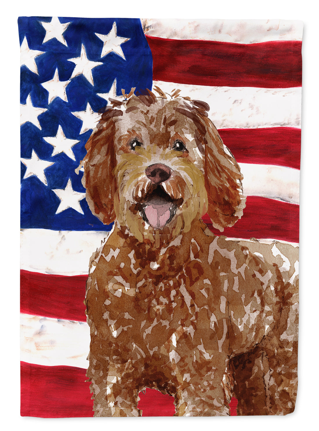 Patriotic USA Labradoodle Flag Canvas House Size CK1726CHF