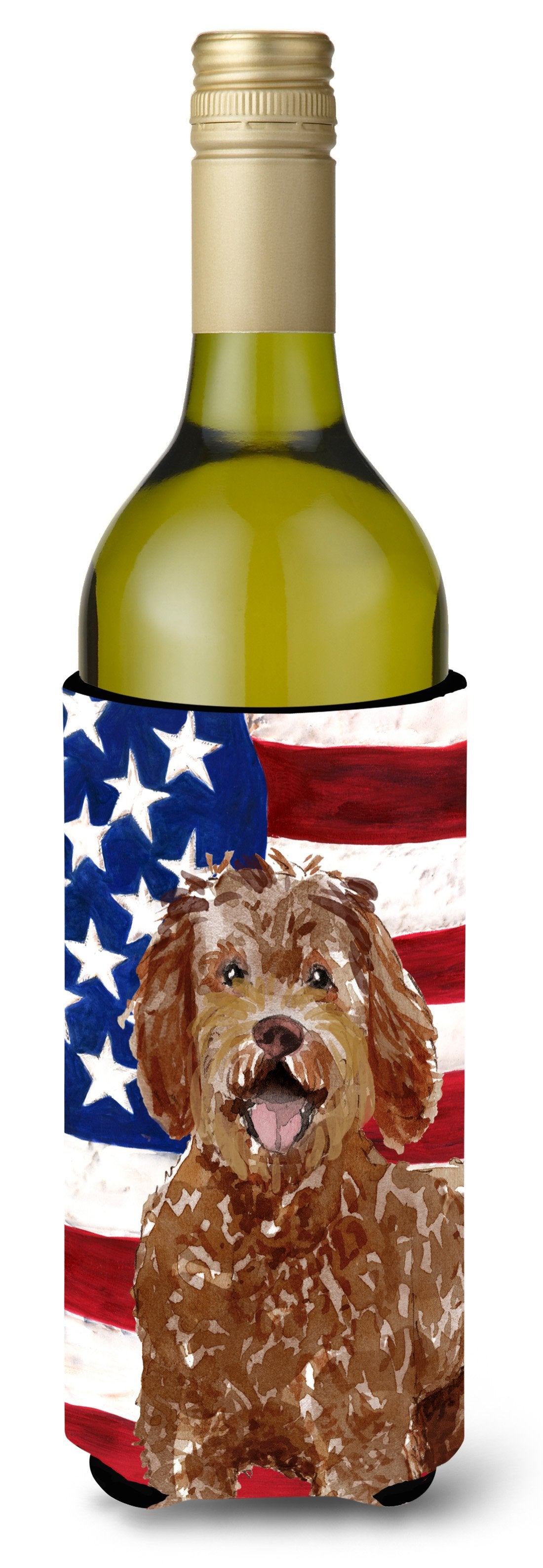 Patriotic USA Labradoodle Wine Bottle Beverge Insulator Hugger CK1726LITERK by Caroline&#39;s Treasures