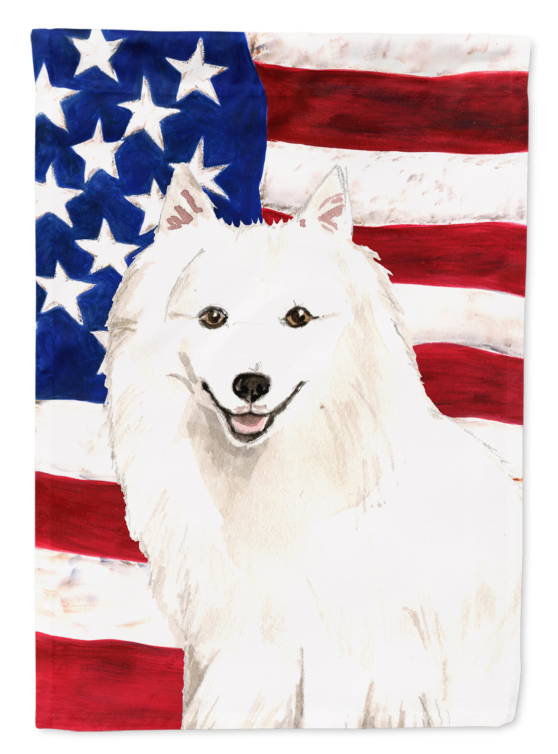 Patriotic USA Japanese Spitz Flag Canvas House Size CK1727CHF  the-store.com.