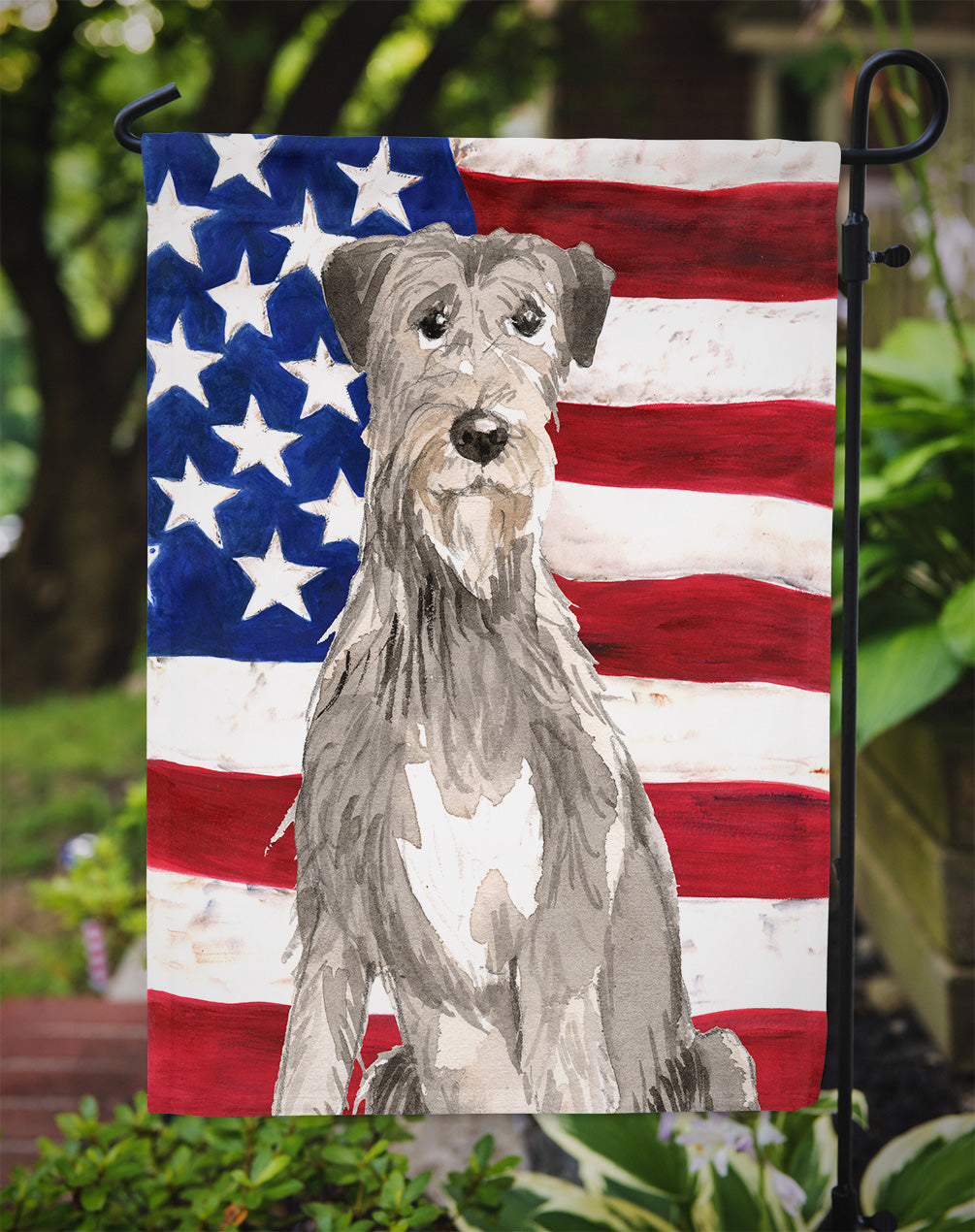 Patriotic USA Irish Wolfhound Flag Garden Size CK1728GF