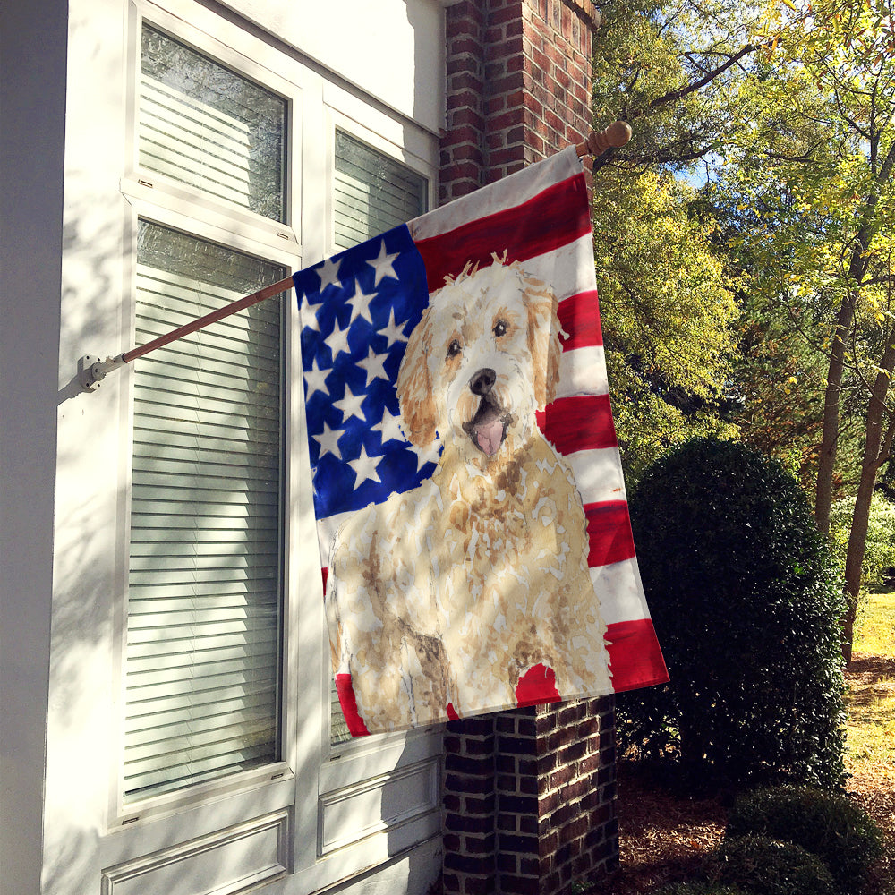 Patriotic USA Goldendoodle Flag Canvas House Size CK1731CHF