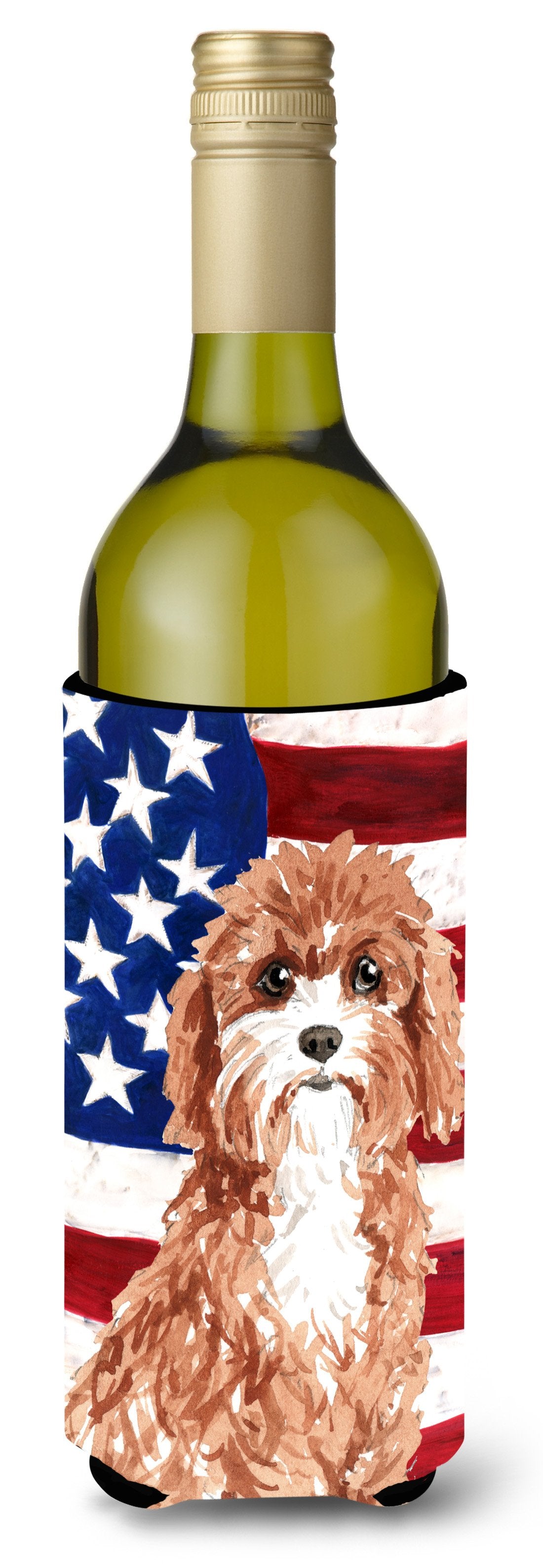 Patriotic USA Cavapoo Wine Bottle Beverge Insulator Hugger CK1733LITERK by Caroline&#39;s Treasures