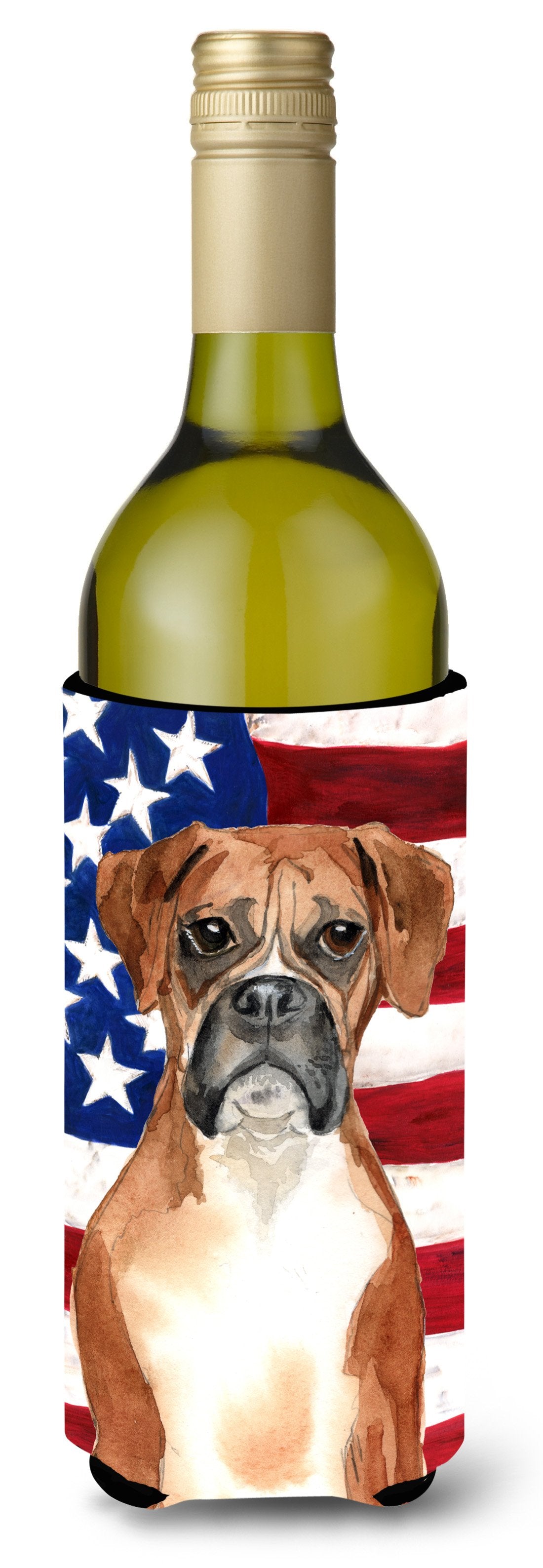 Patriotic USA Boxer Wine Bottle Beverge Insulator Hugger CK1736LITERK by Caroline&#39;s Treasures