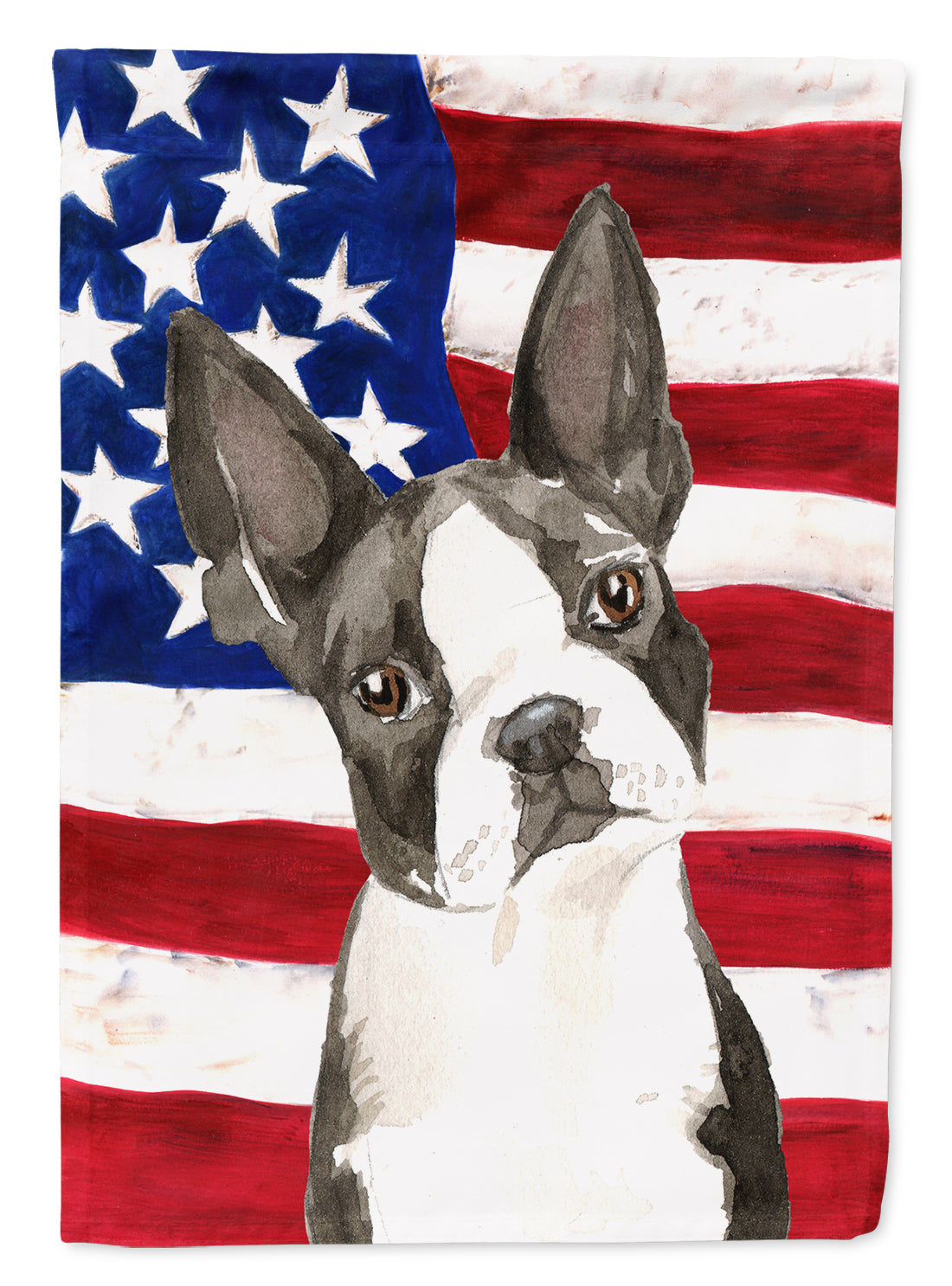 Patriotic USA Boston Terrier Flag Canvas House Size CK1738CHF