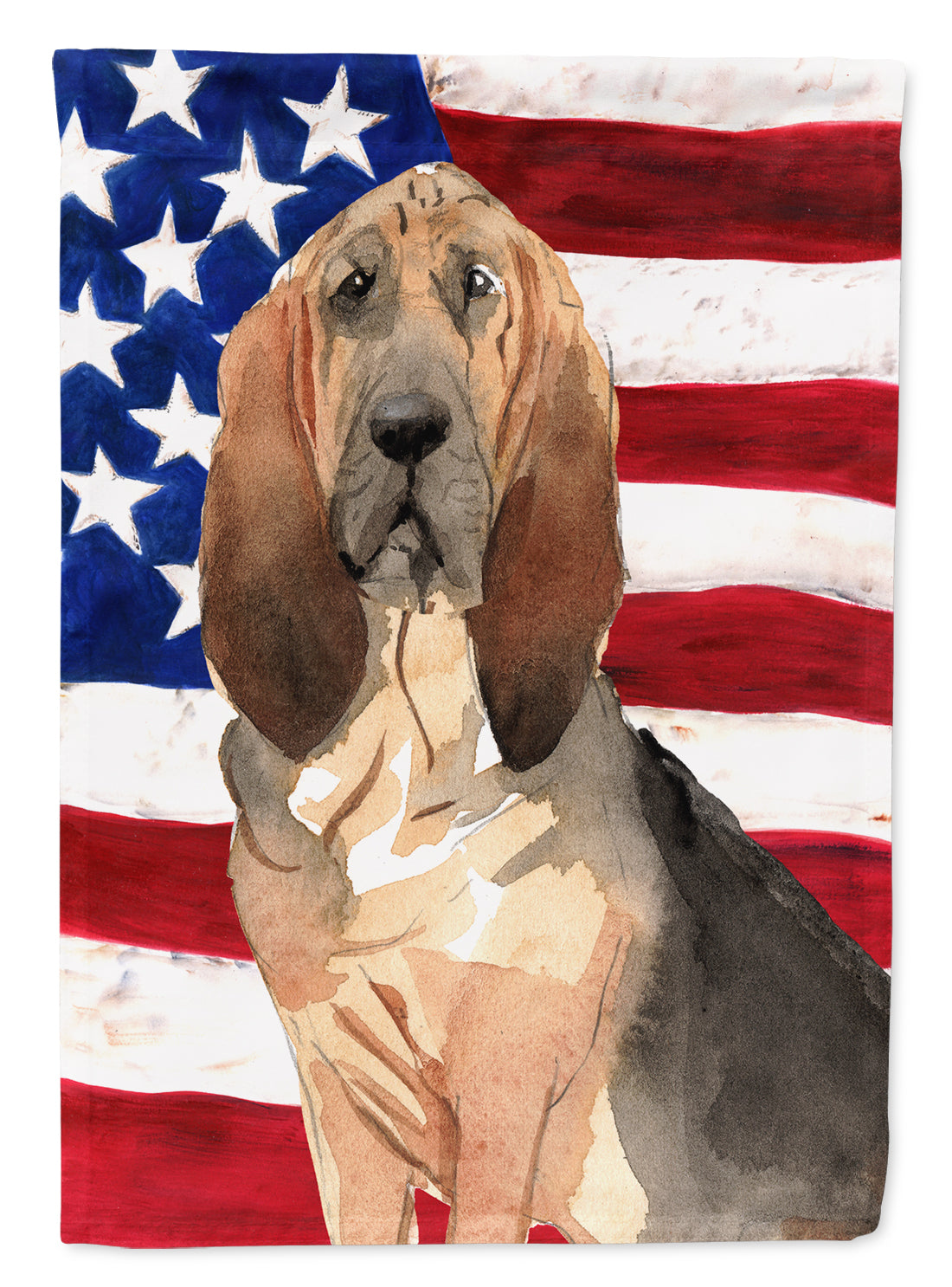 Patriotic USA Bloodhound Flag Canvas House Size CK1739CHF  the-store.com.
