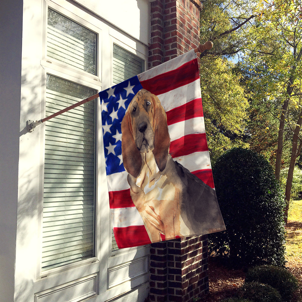 Patriotic USA Bloodhound Flag Canvas House Size CK1739CHF  the-store.com.
