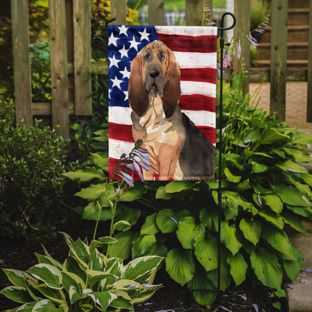 Patriotic USA Bloodhound Flag Garden Size CK1739GF  the-store.com.